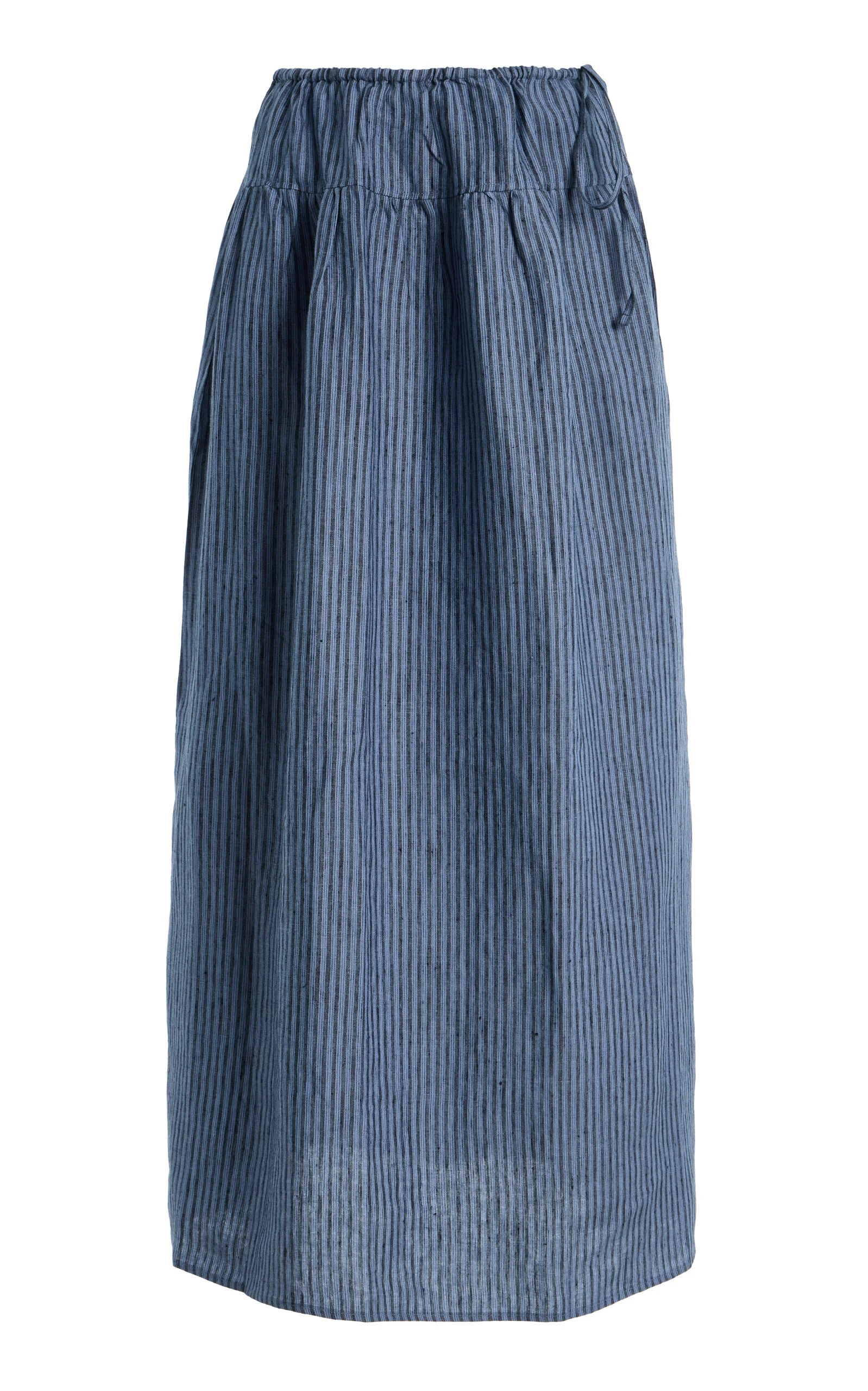 Striped Linen Maxi Skirt blue - 1
