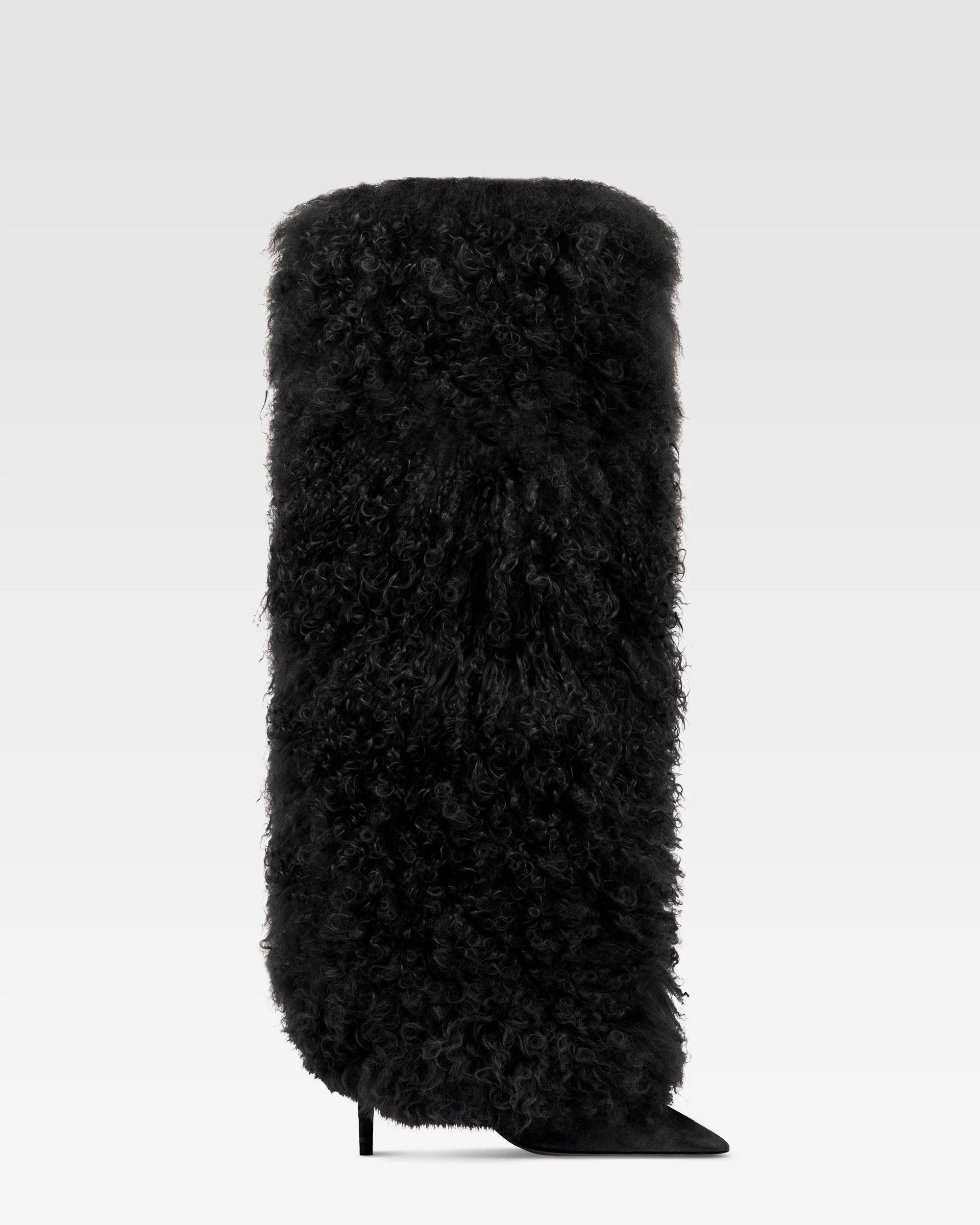 Suede and Mongolian fur boot - 1