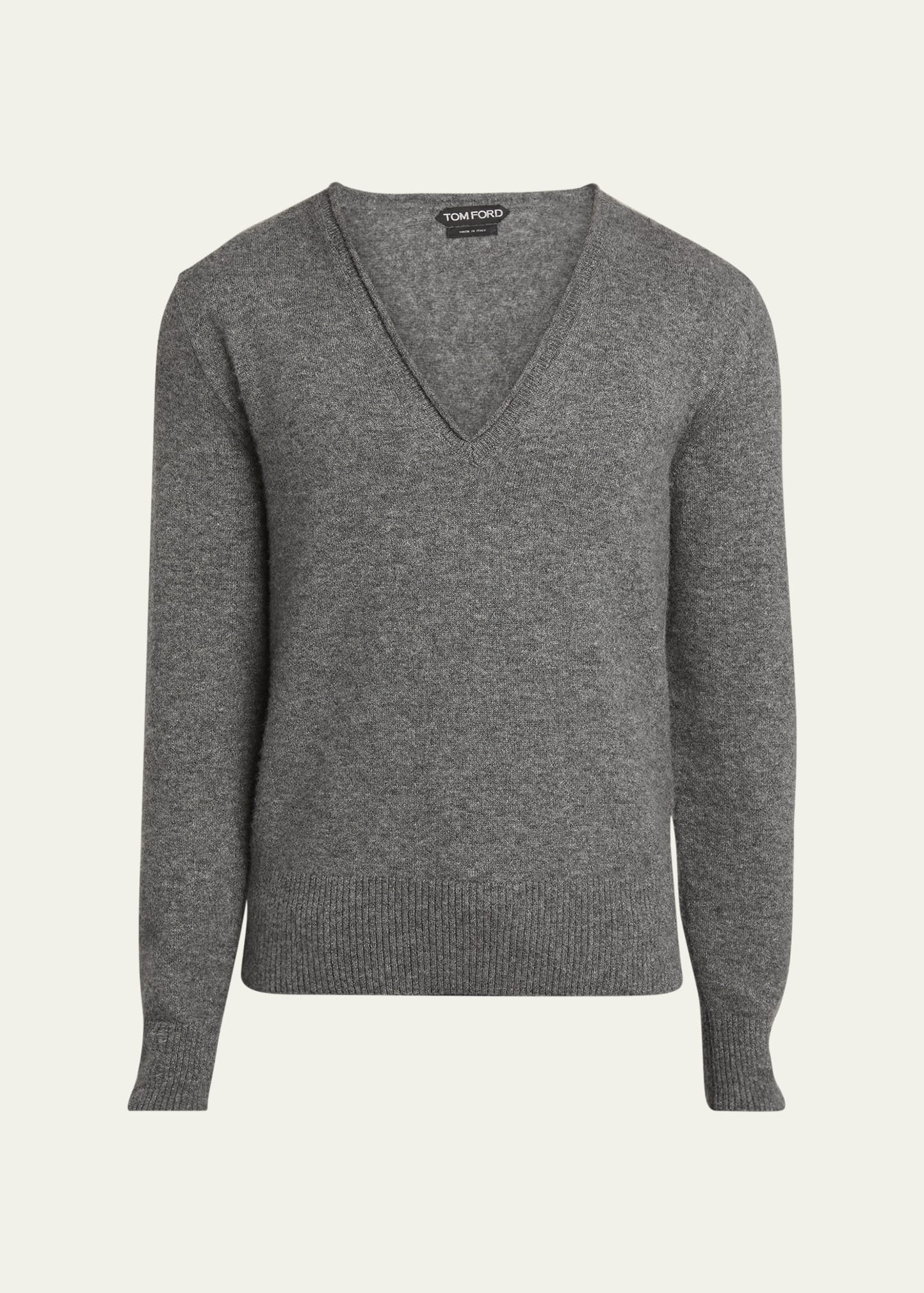 Men's Cashmere and Silk V-Neck Sweater - 1