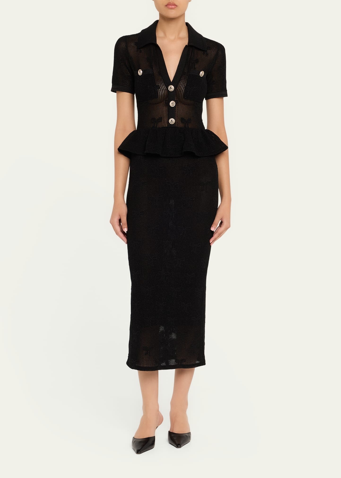 Bow Crochet Midi Dress - 2