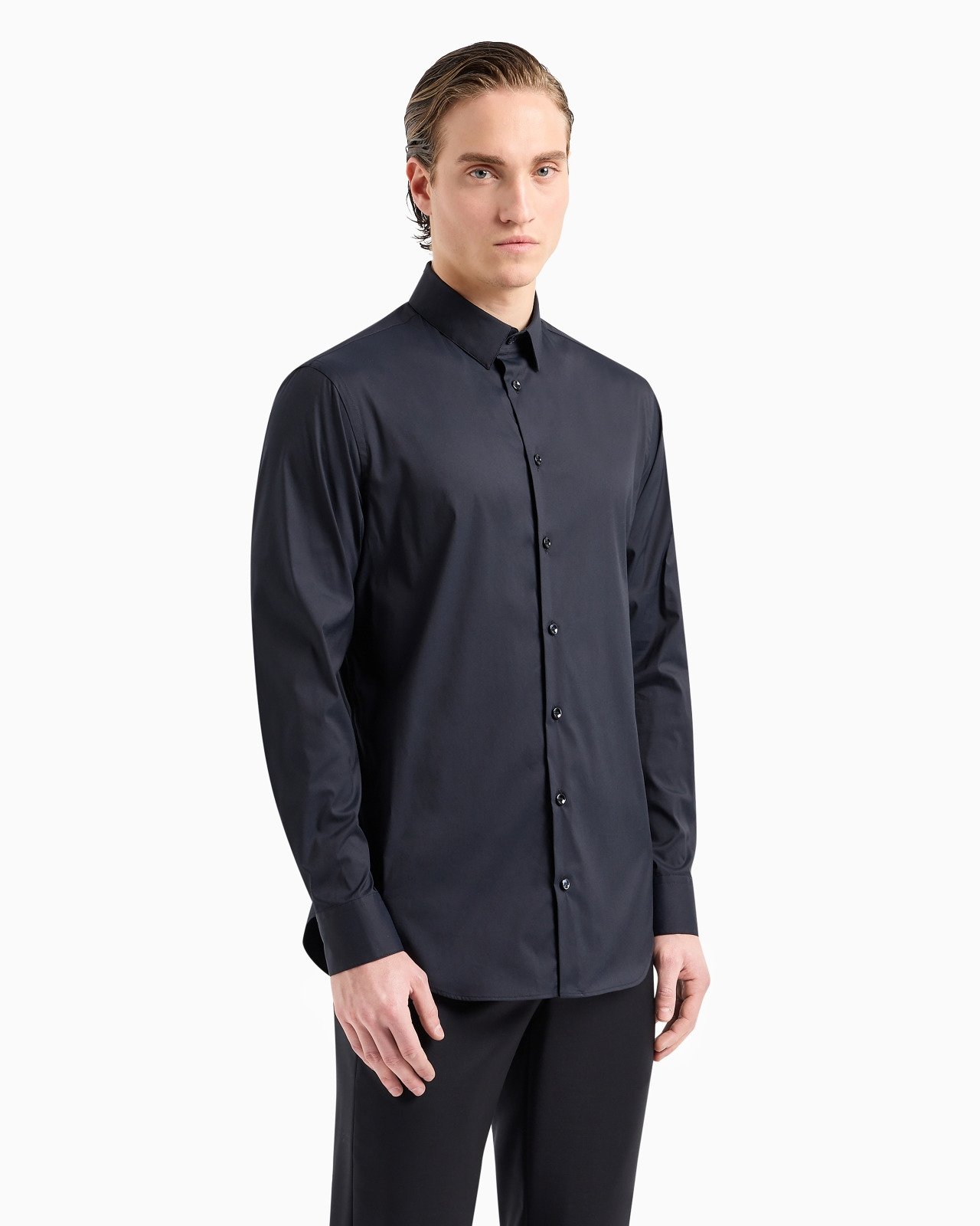 Plain-knit stretch cotton shirt - 4