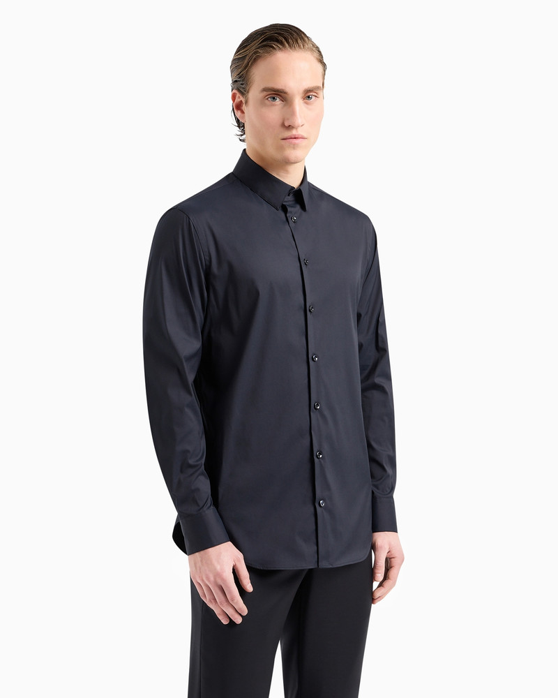 GIORGIO ARMANI Plain-knit stretch cotton shirt outlook