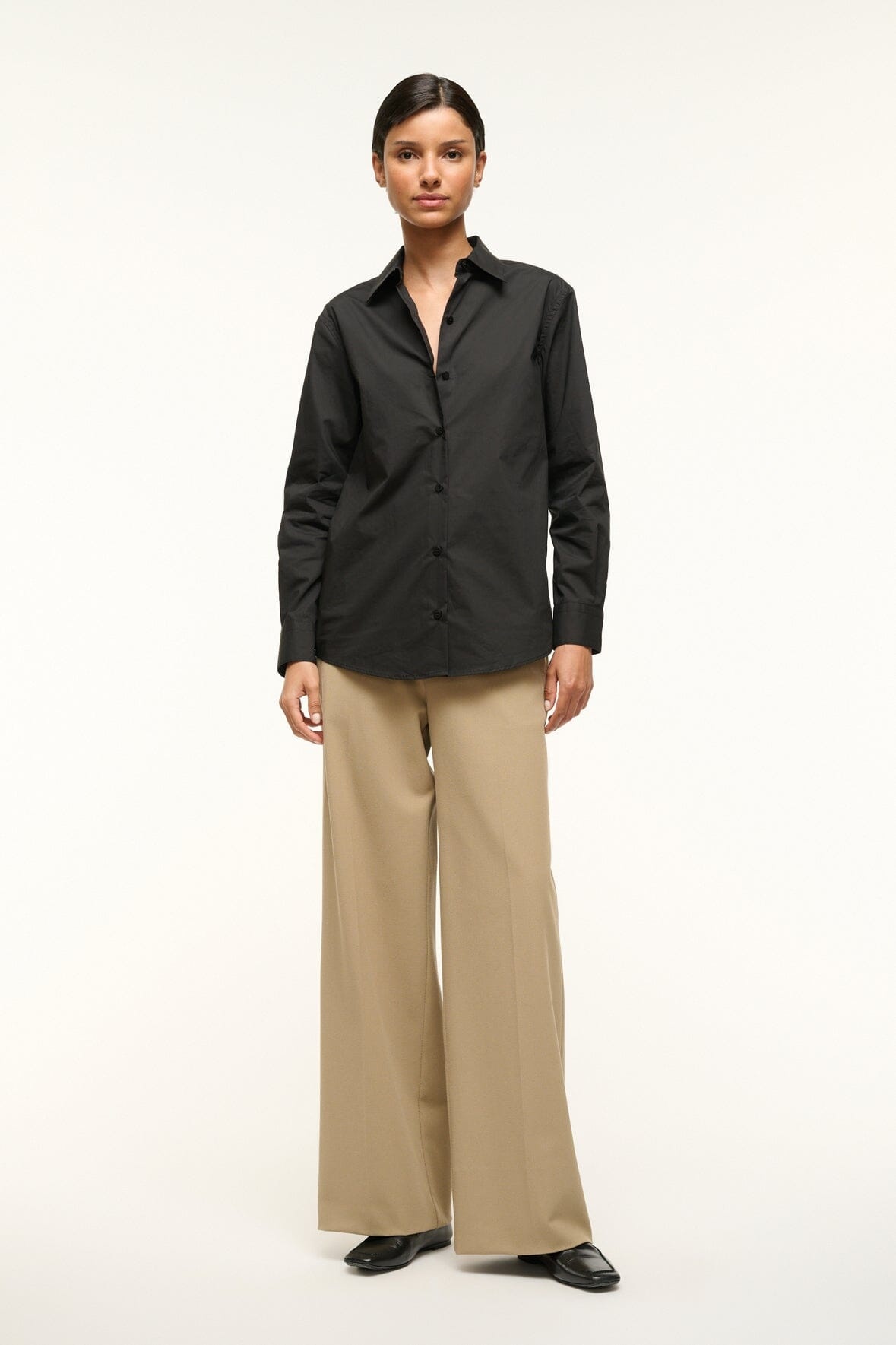 STAUD ROXBURY POPLIN SHIRT BLACK - 3