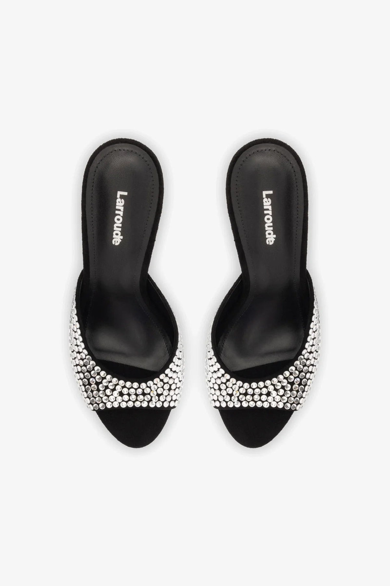 Jasmine Hi Mule In Black Suede and Crystals 7