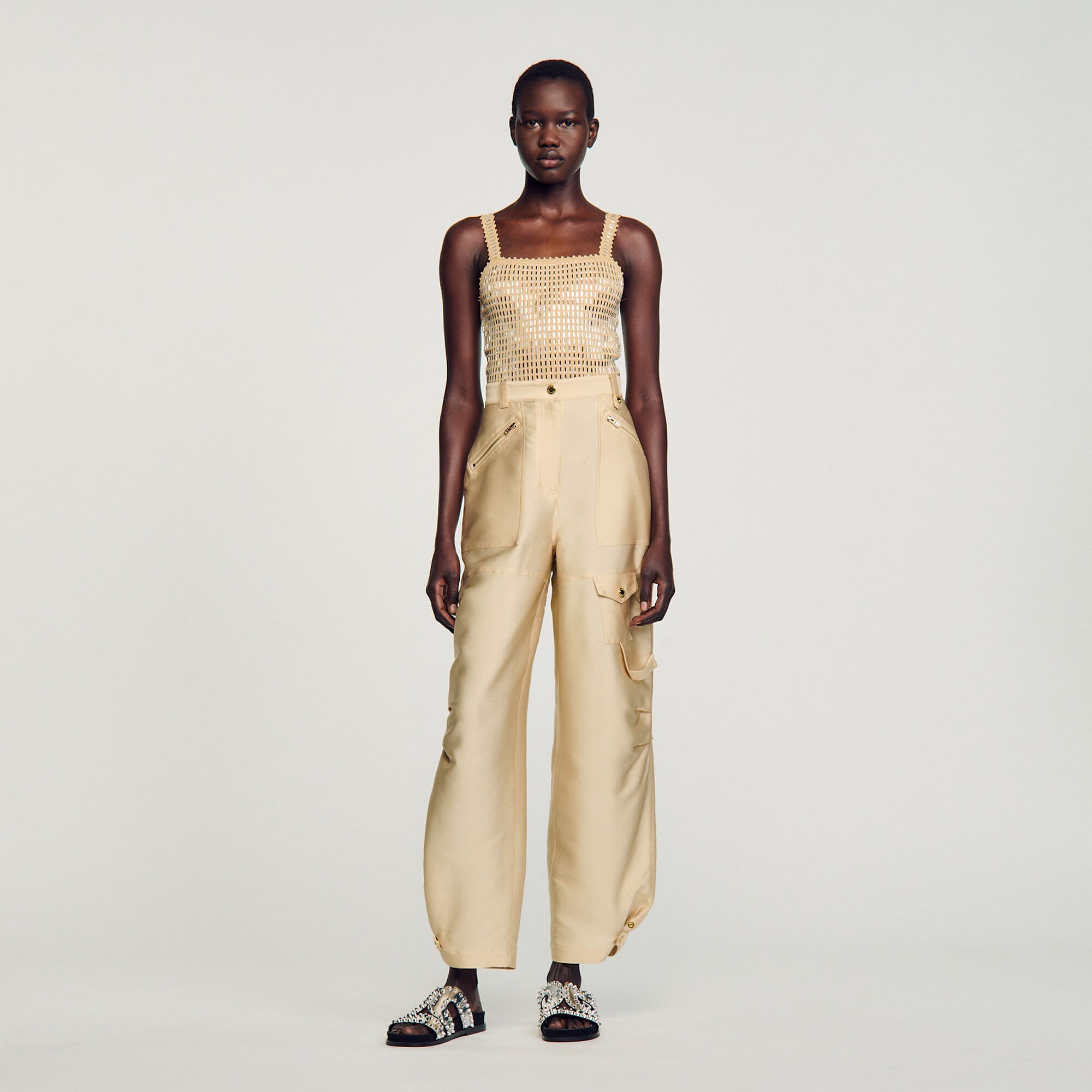 SATIN-EFFECT CARGO TROUSERS - 2