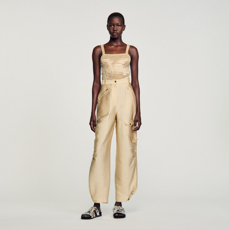 Sandro SATIN-EFFECT CARGO TROUSERS outlook