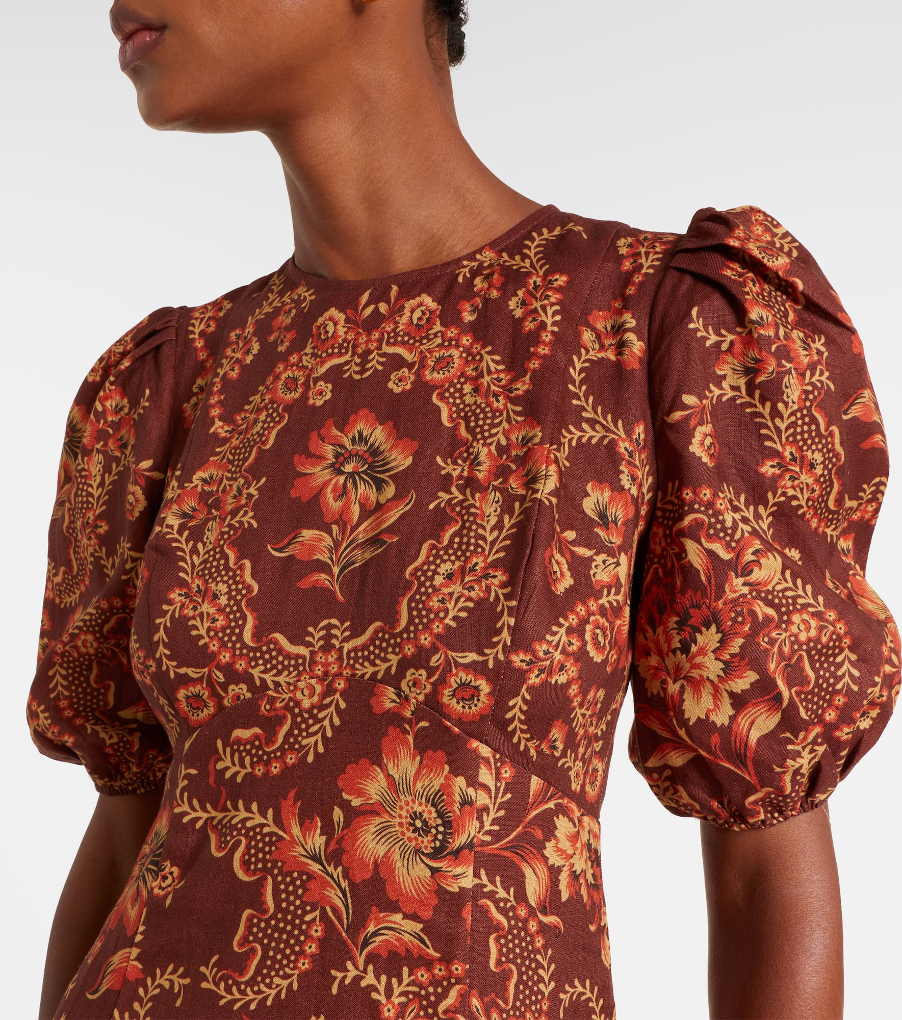 Seraphina printed linen midi dress - 4