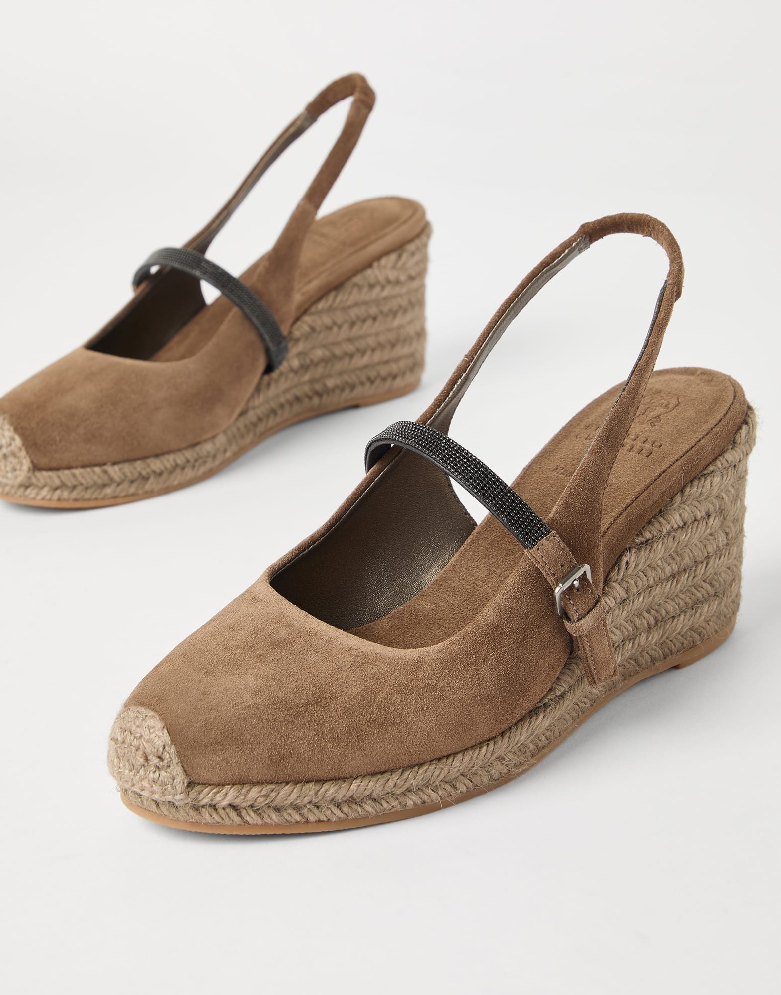 Suede espadrille wedges with precious strap - 3