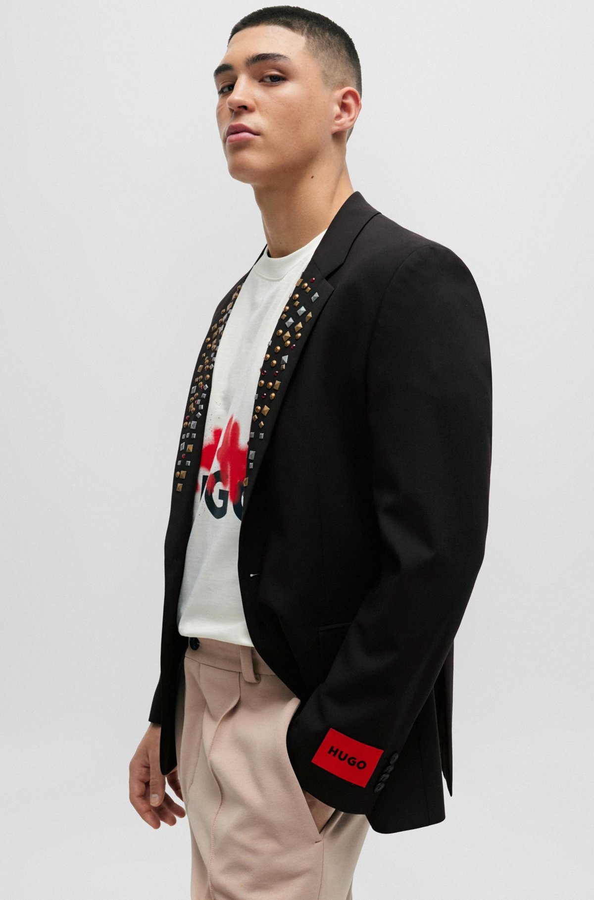 SLIM-FIT JACKET WITH STUDDED LAPELS - 6
