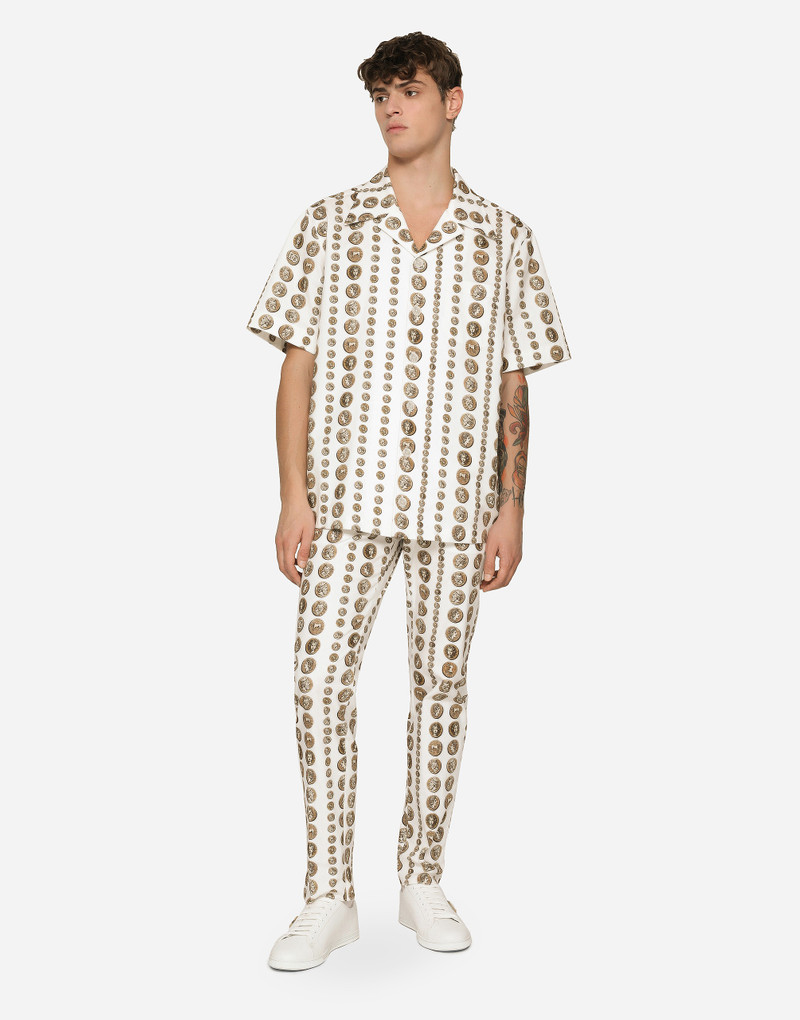 Dolce & Gabbana Coin print stretch drill Hawaiian shirt outlook
