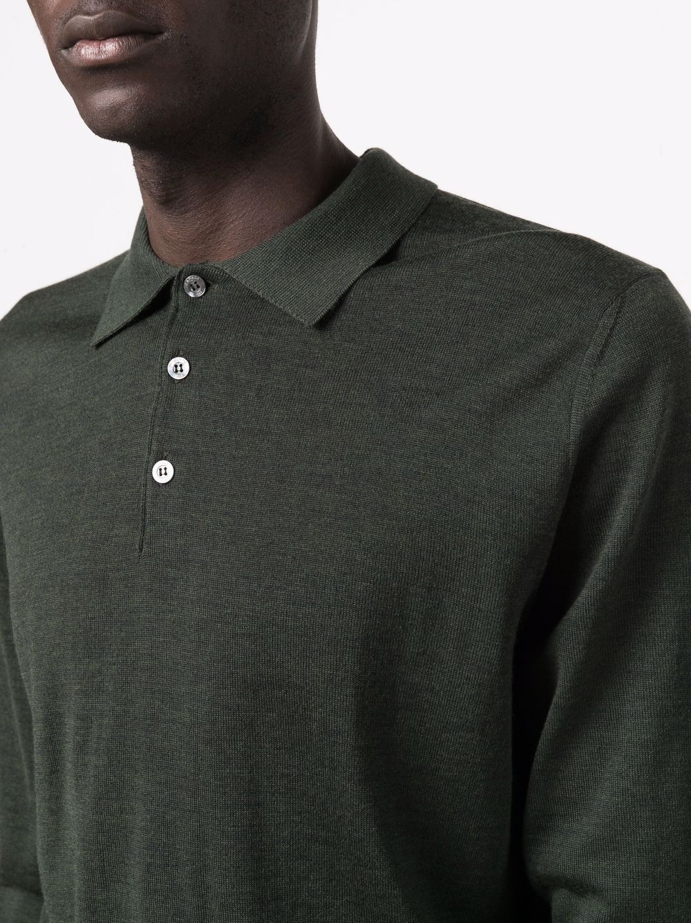 long-sleeved merino polo shirt - 5