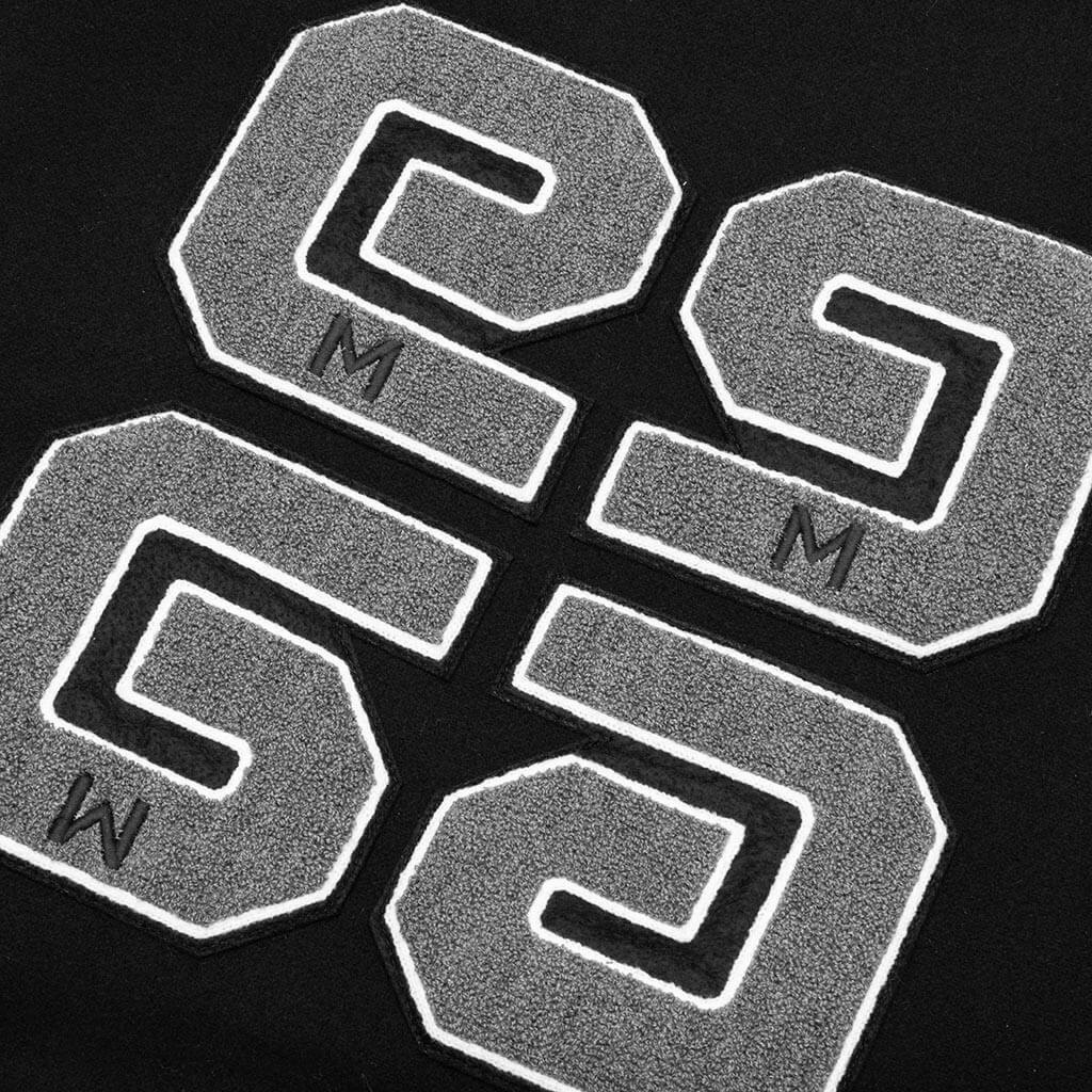 VARSITY BOMBER JACKET W/ PATCHES - BLACK/WHITE - 4