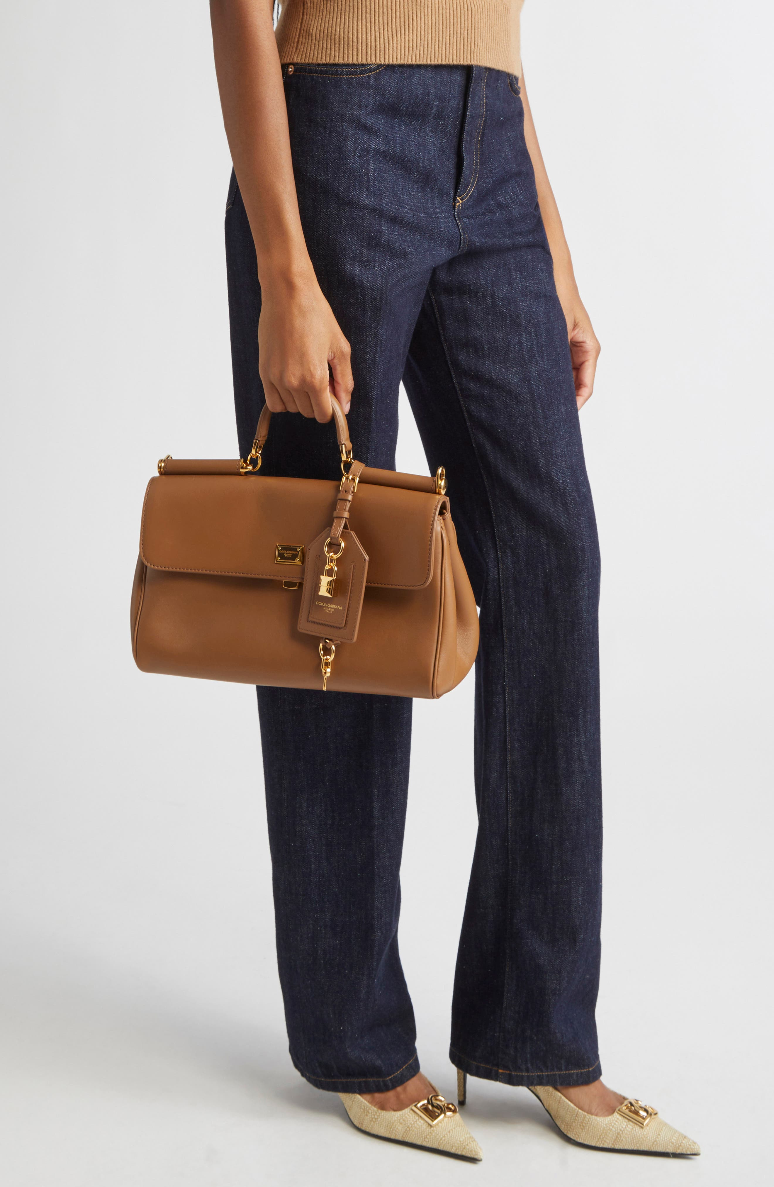 Dolce&Gabbana My Sicily East/West Plongé Leather Top Handle Bag in 8Z093 Caramello at Nordstrom - 3