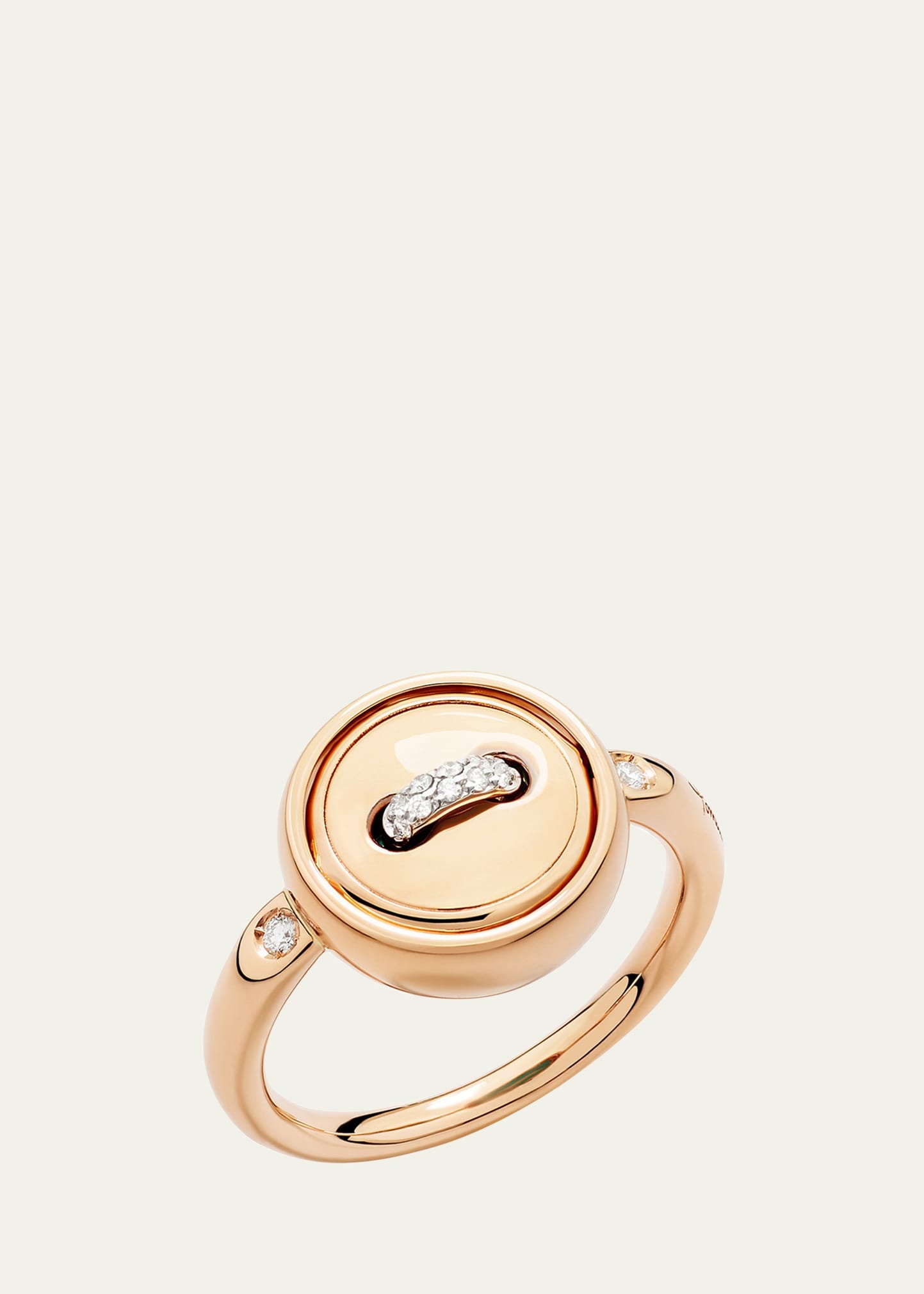 Pom Pom Dot 18K Rose Gold Diamond and Turquoise Flip Ring - 1