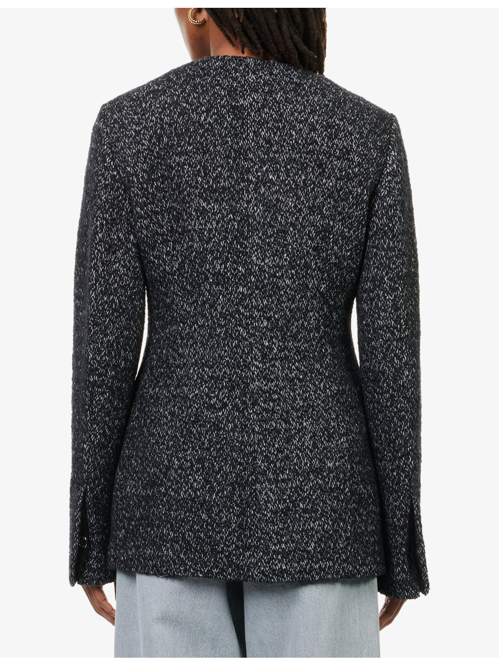Collarless Cinched Wool-Blend Jacket - 4