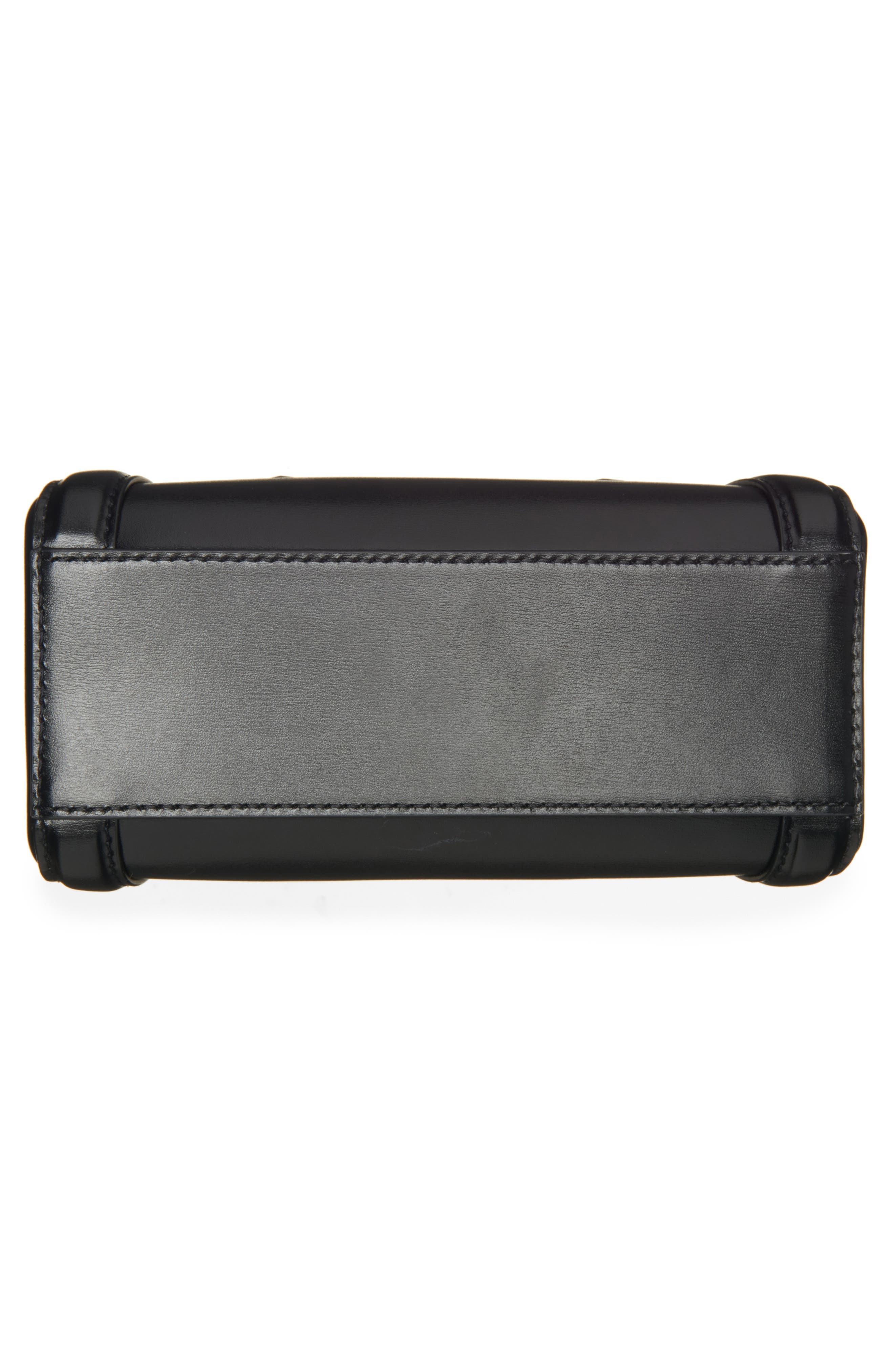 McQueen Mini Birdee Leather Top Handle Bag in Black/Gold at Nordstrom - 7
