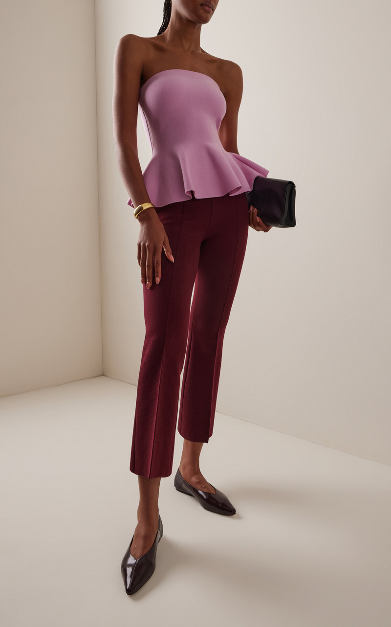 HIGH SPORT Louis Cropped Wool-Blend Straight-Leg Pants burgundy outlook