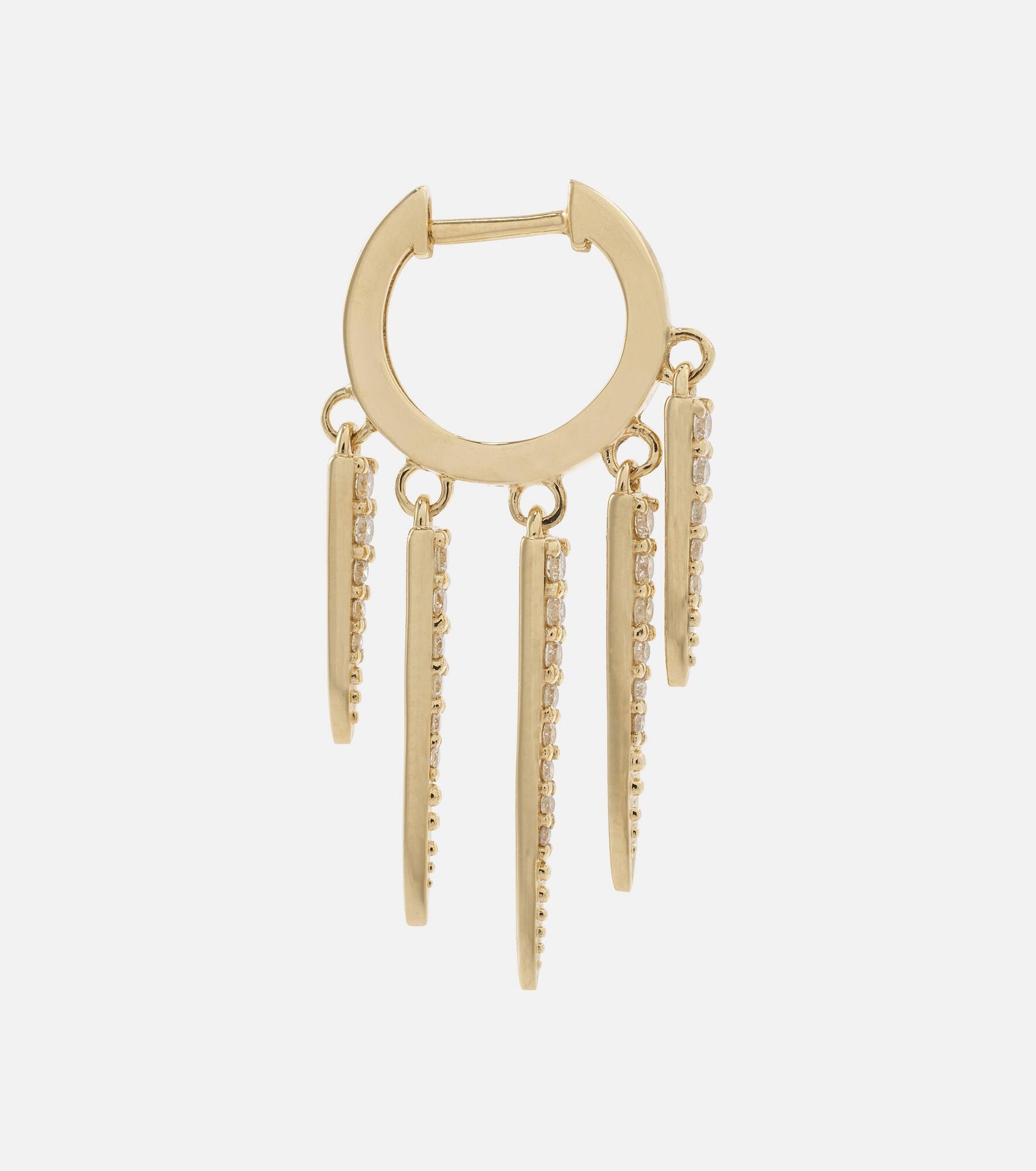 Fringe Huggie 14kt gold hoop earrings with diamonds - 4