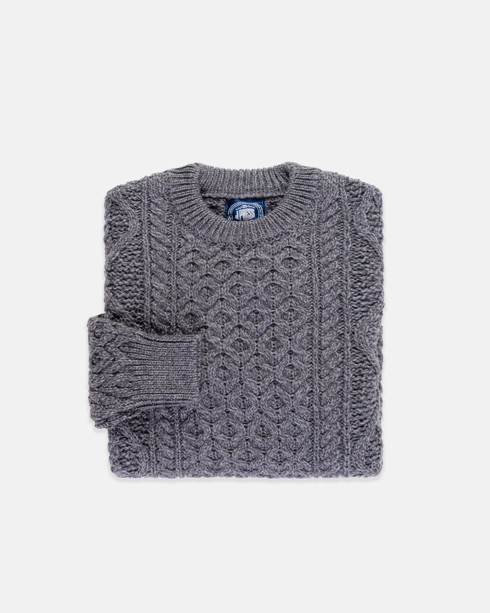 MADE-IN-IRELAND CHARCOAL ARAN FISHERMAN'S SWEATER - 1