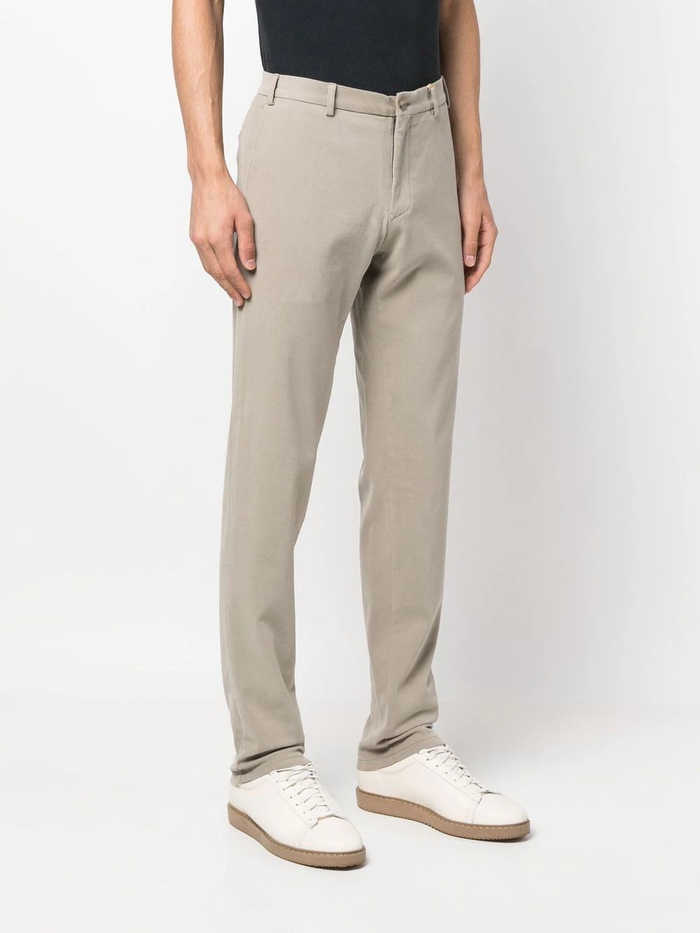 slim cut cotton chino trousers - 3