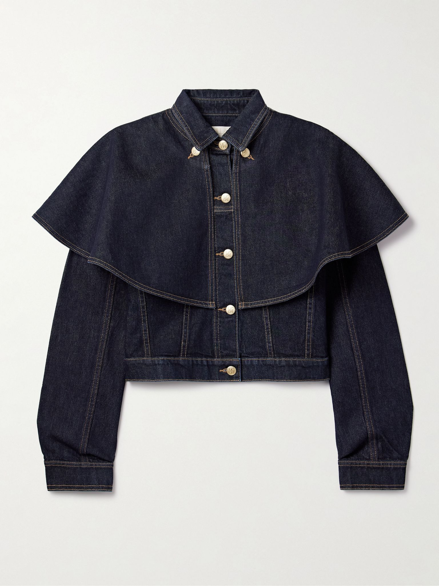 The Anais convertible cape-effect denim jacket Dark denim - 1
