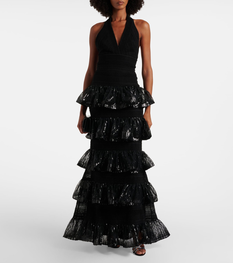 ELIE SAAB Sequined macramé gown outlook