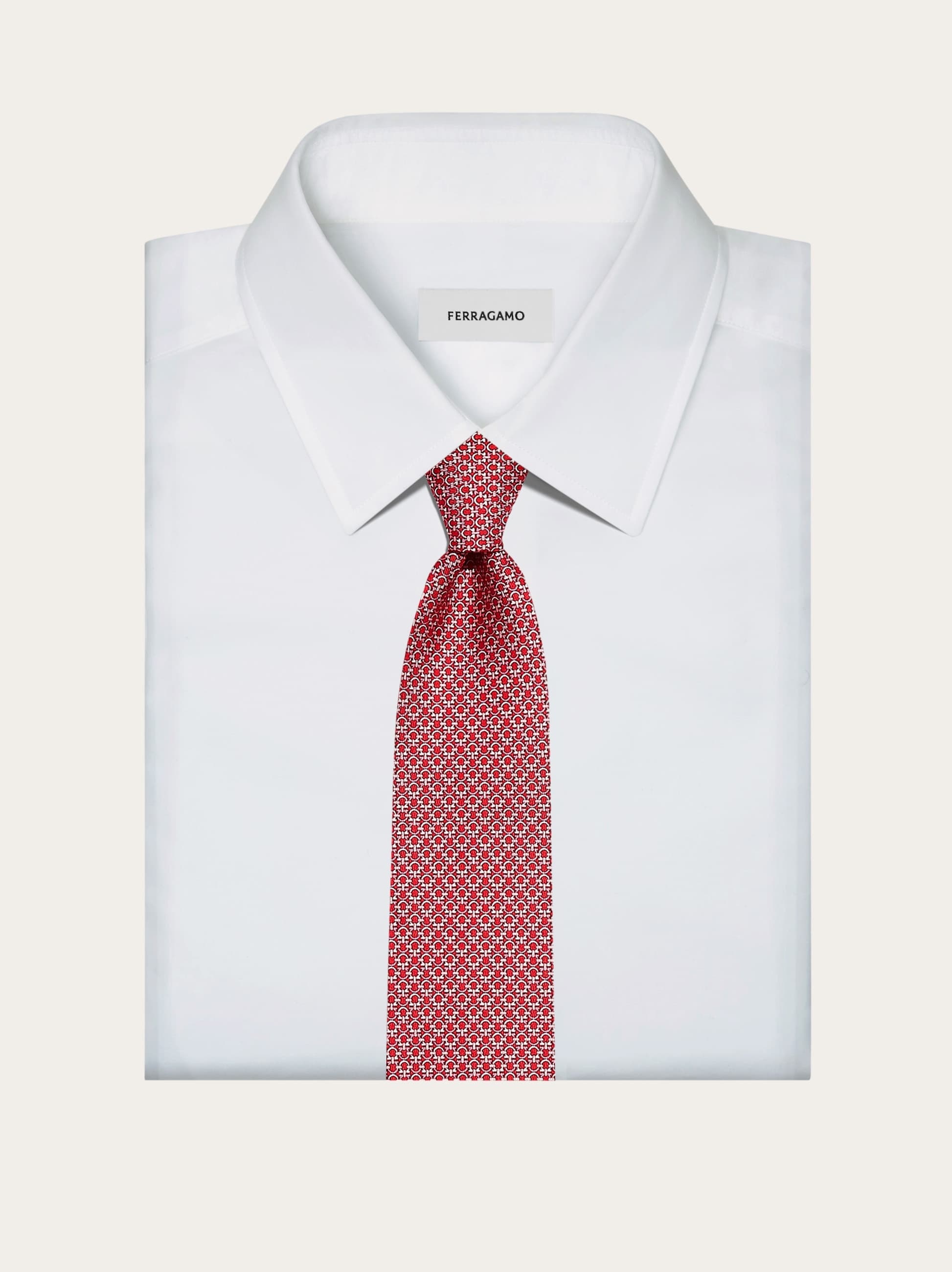 Gancini print silk tie - 4