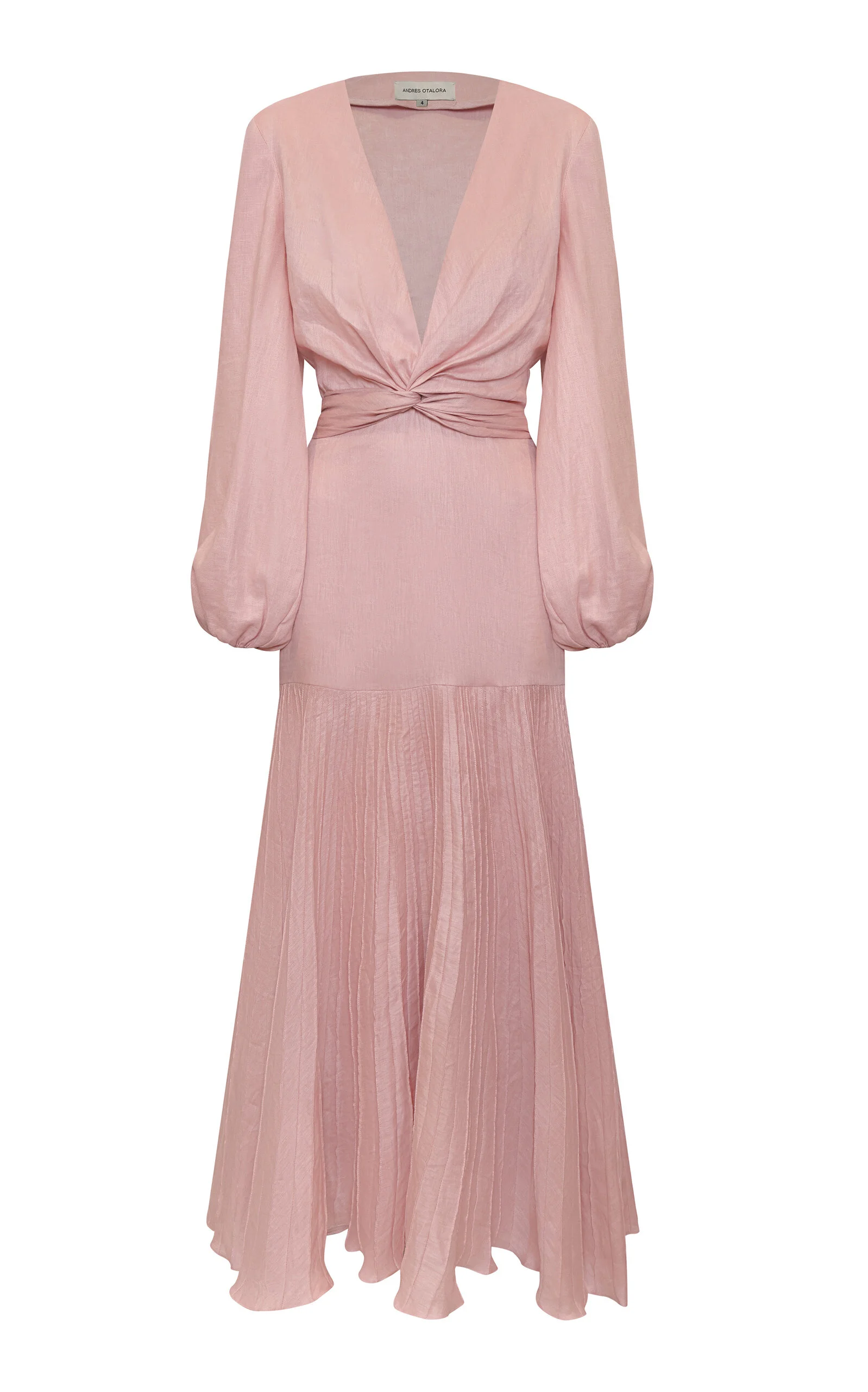 Un Lugar Pleated Linen Maxi Dress light pink - 1