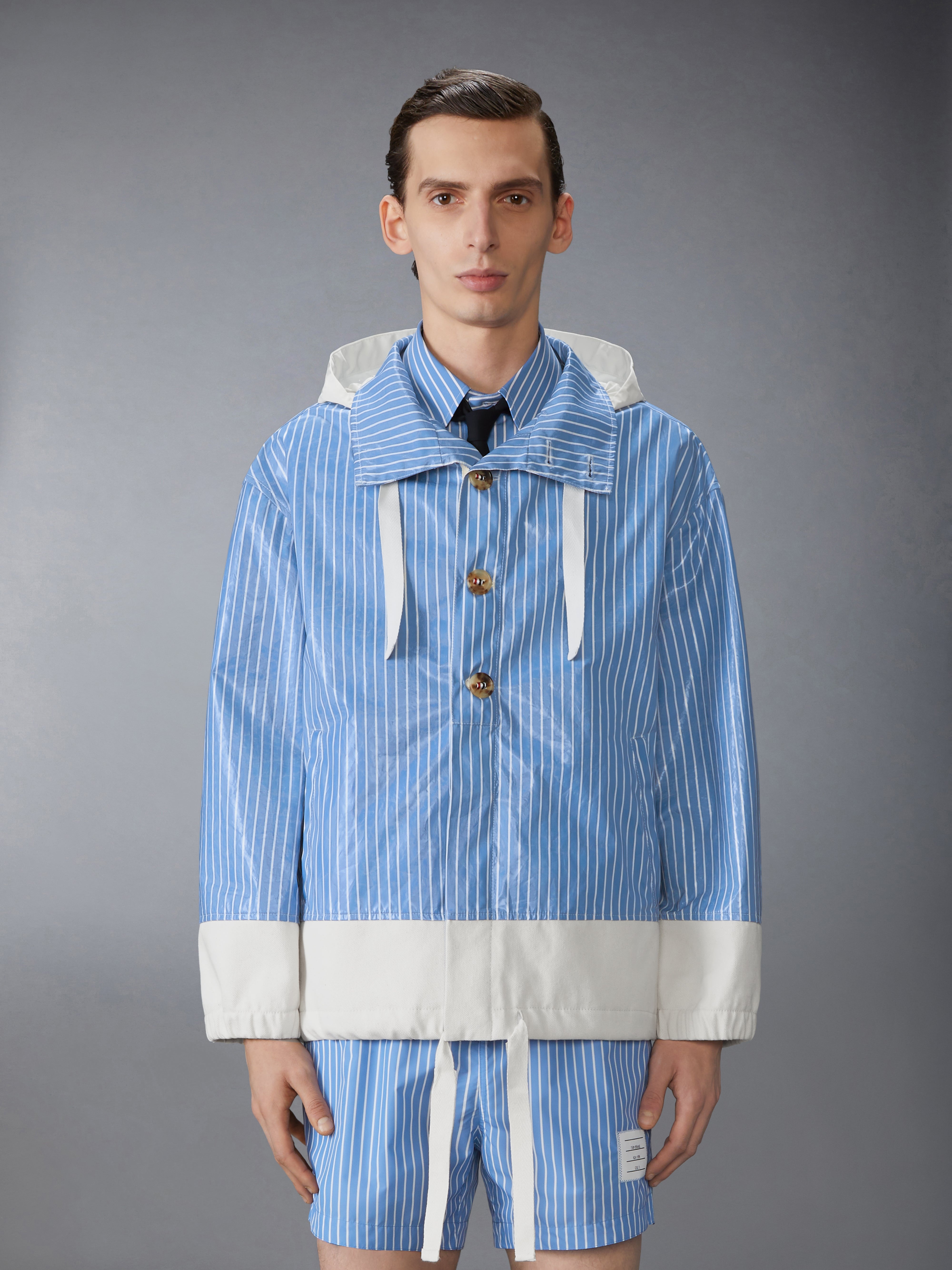 LAMINATED PINSTRIPE POPLIN ANORAK - 2