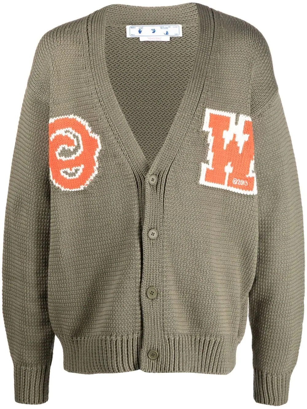 OW patch knitted V-neck cardigan - 1