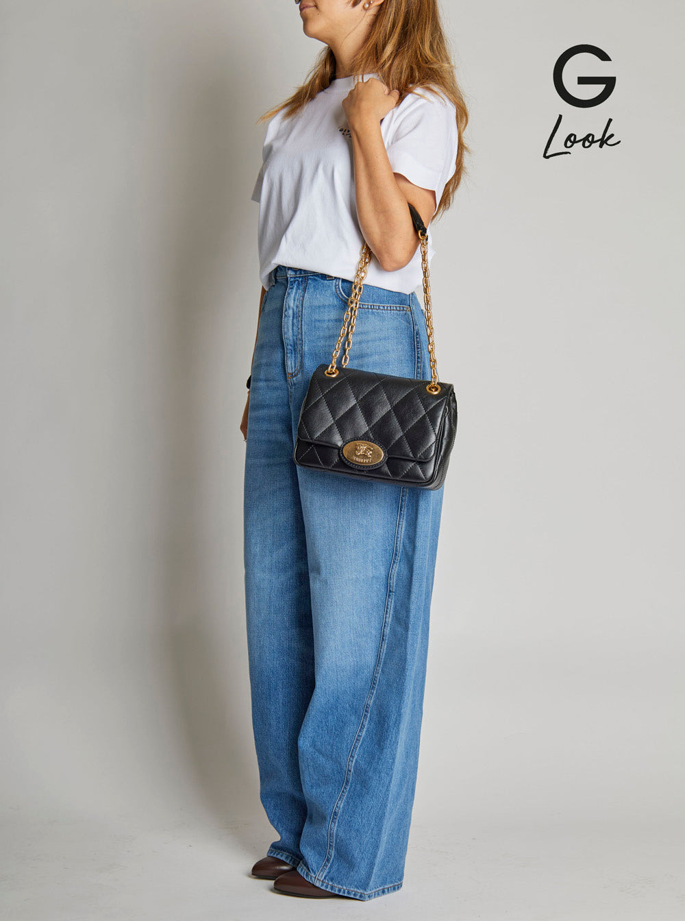 Burberry Women Black Quilted Crossbody Bag With Ekd Plaque On The Front And Chain-Link Shoulder Stra - 6