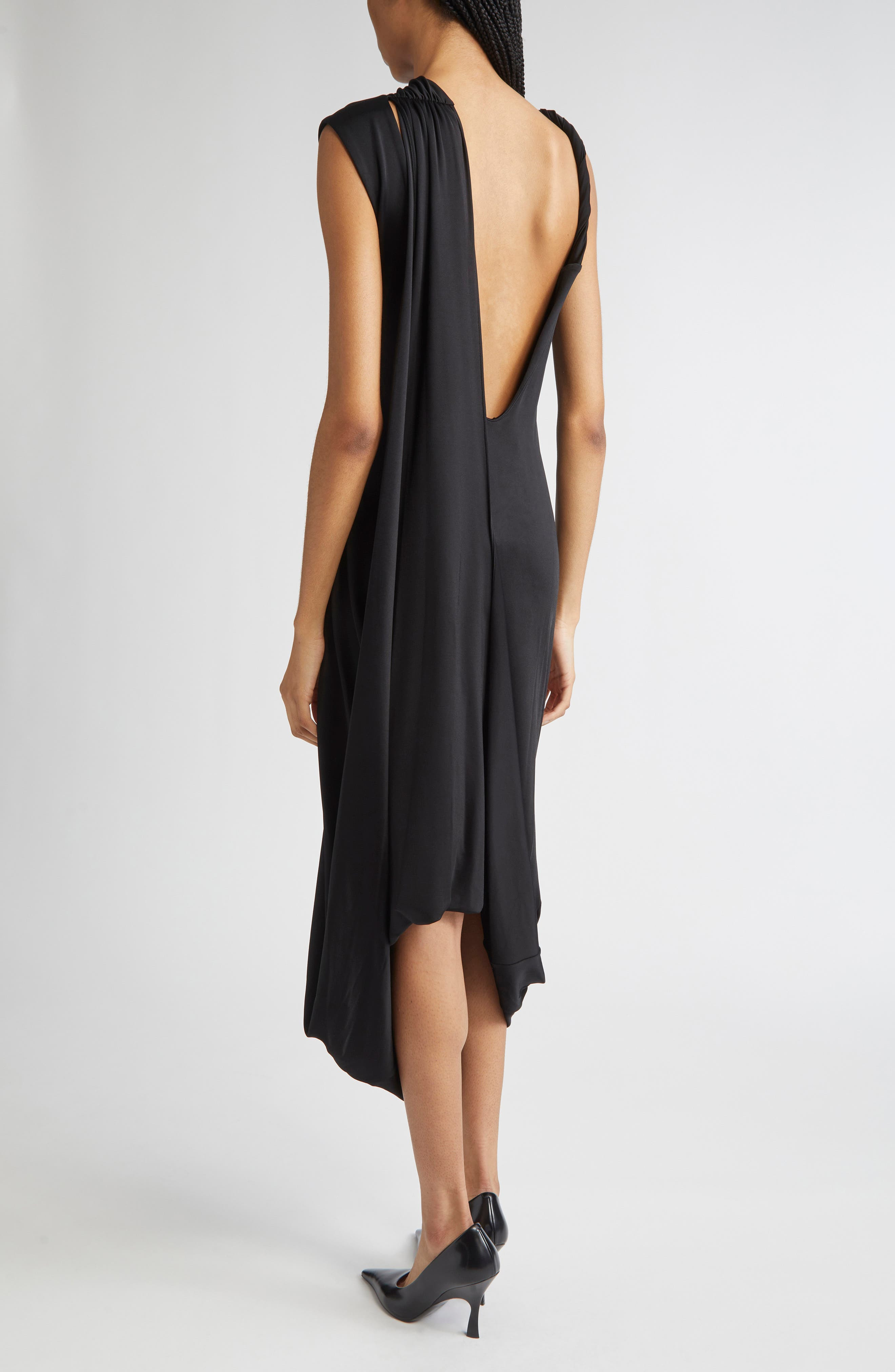 Victoria Beckham Twist Drape Jersey Midi in Black at Nordstrom - 2