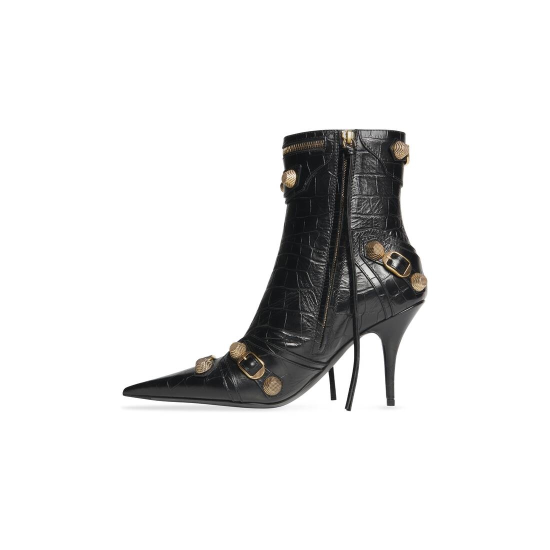 Women's Cagole 90mm Bootie Crocodile Embossed in Black - 4