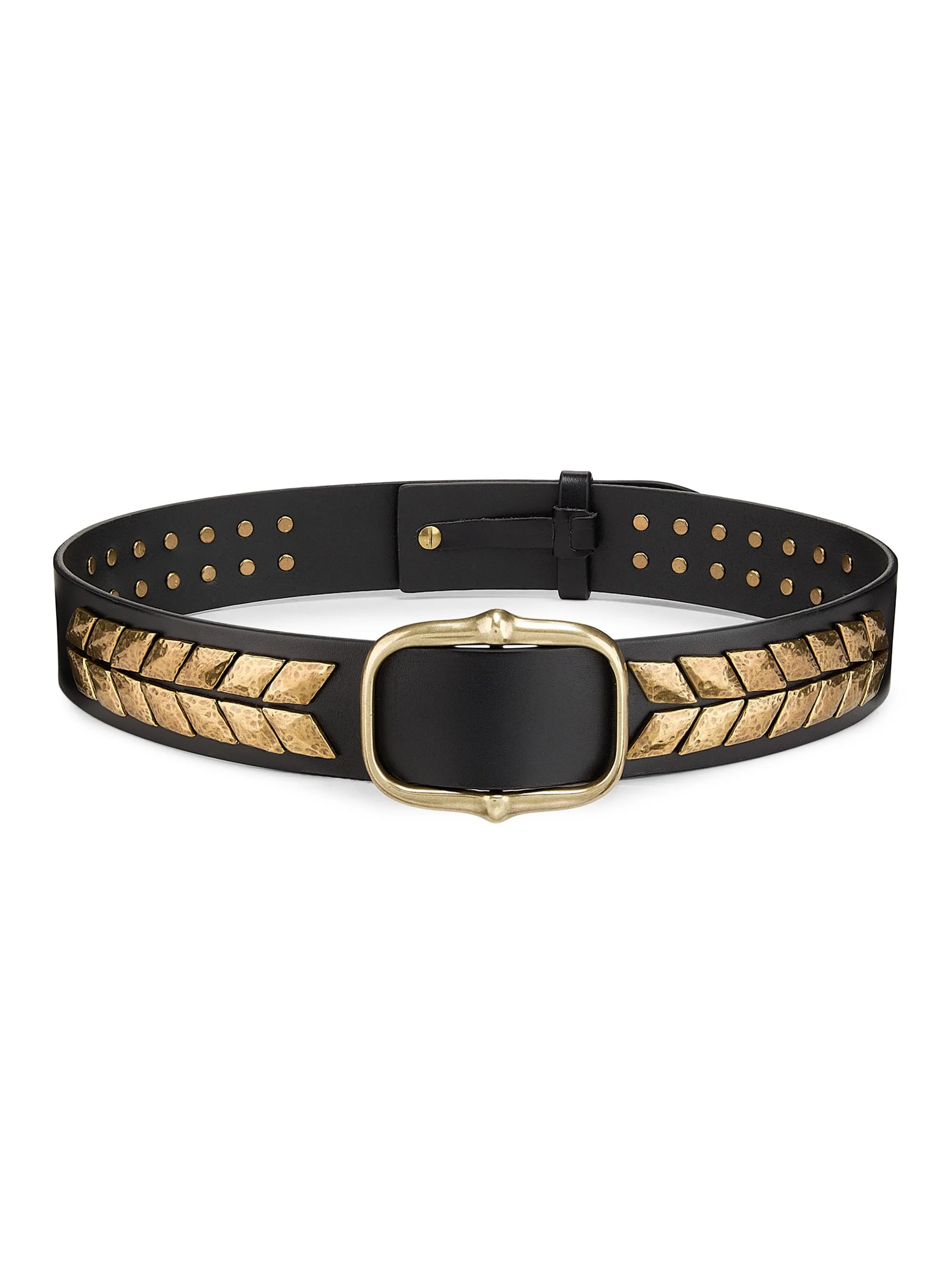 Women's Belja Studded Leather Belt - Black - 1