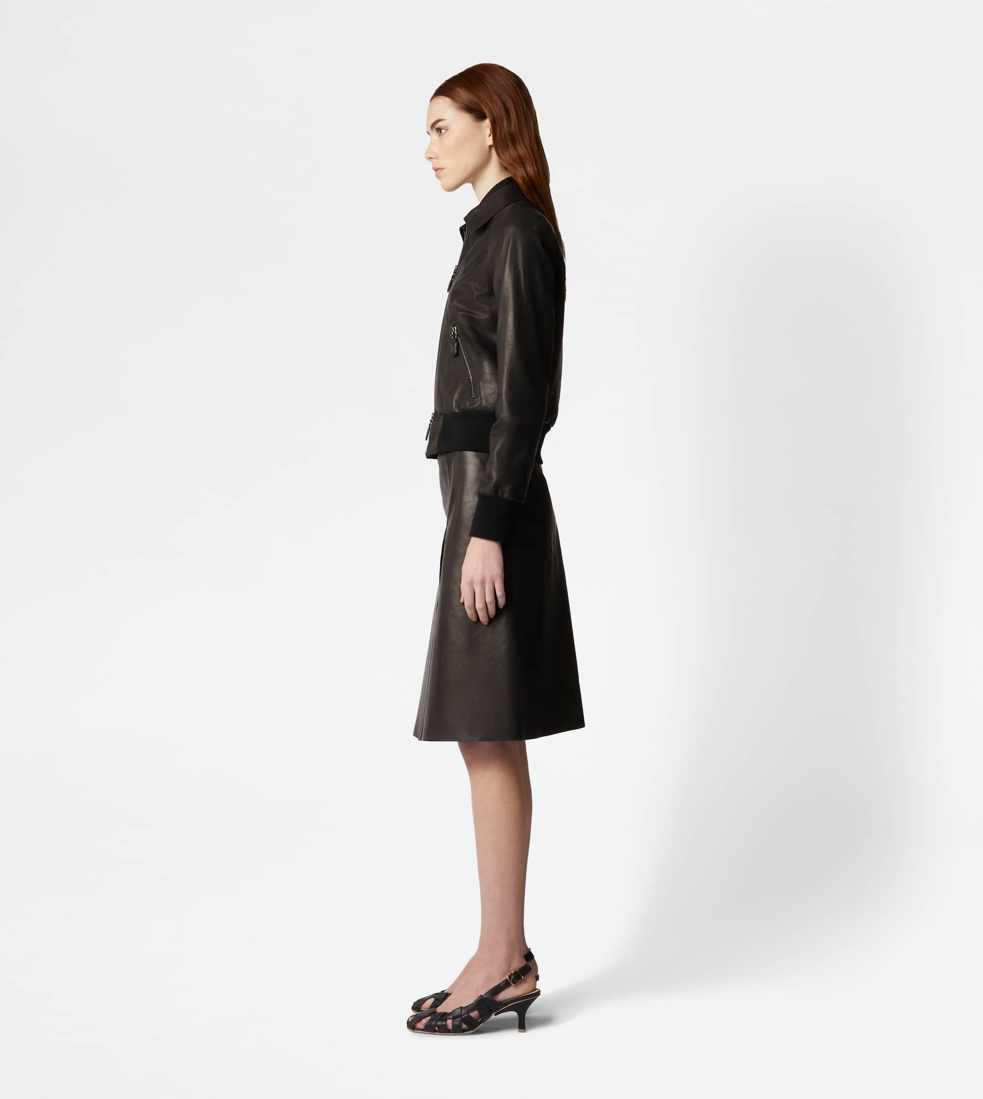 BOMBER JACKET IN LEATHER - BLACK - 4