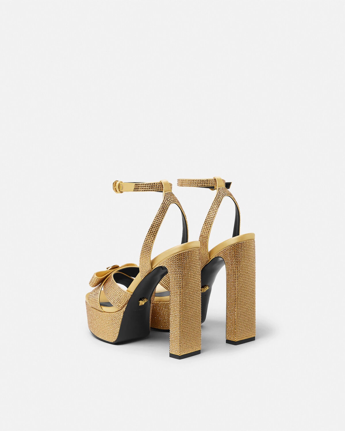 Crystal Gianni Ribbon Satin Sandals 5.5" - 4