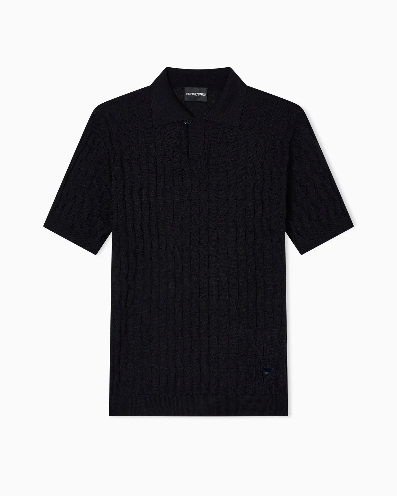 ASV LYOCELL-BLEND JUMPER WITH POLO-SHIRT COLLAR IN AN EMBOSSED, PATTERNED STITCH - 1