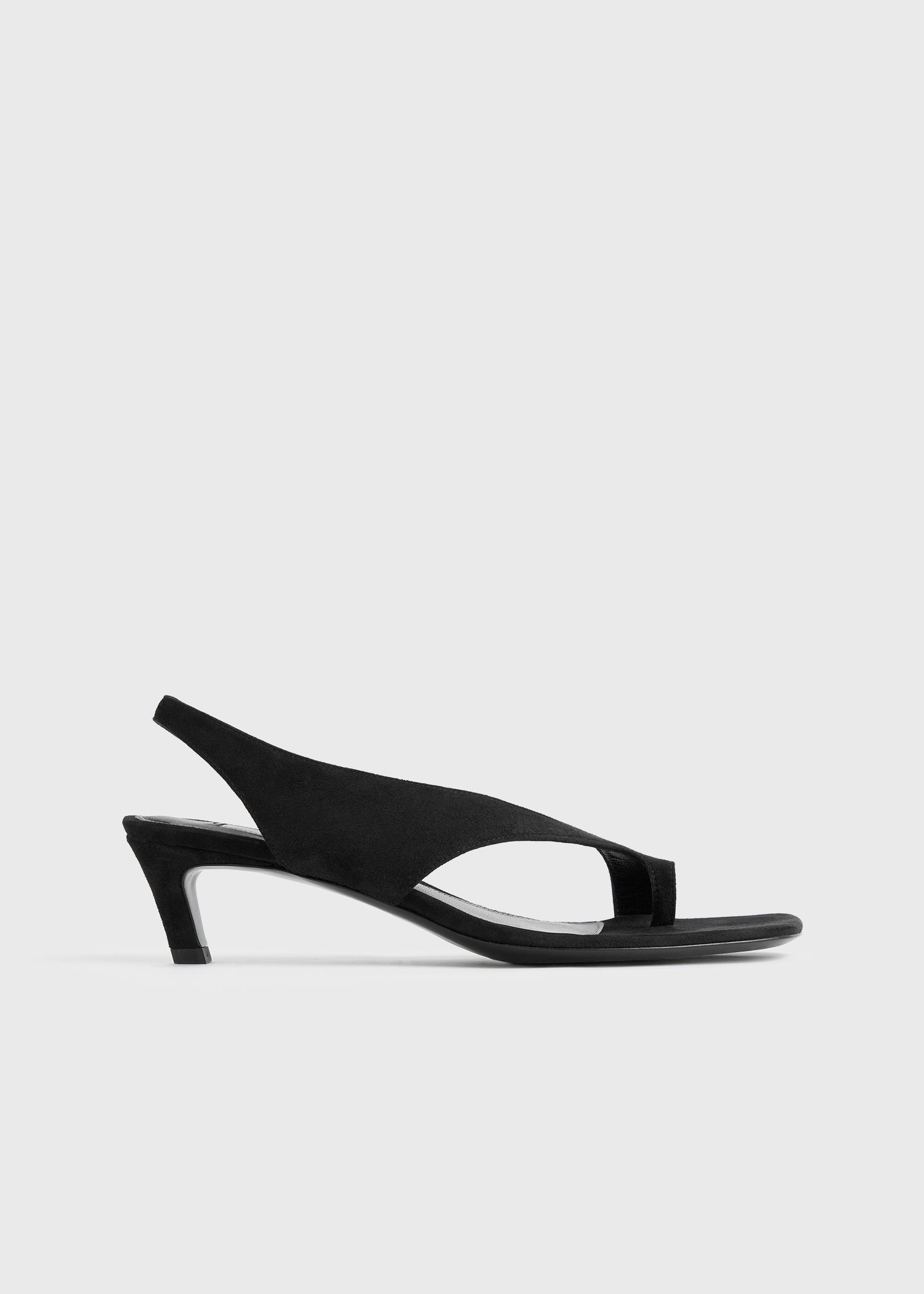 Suede heeled thong sandals black - 8