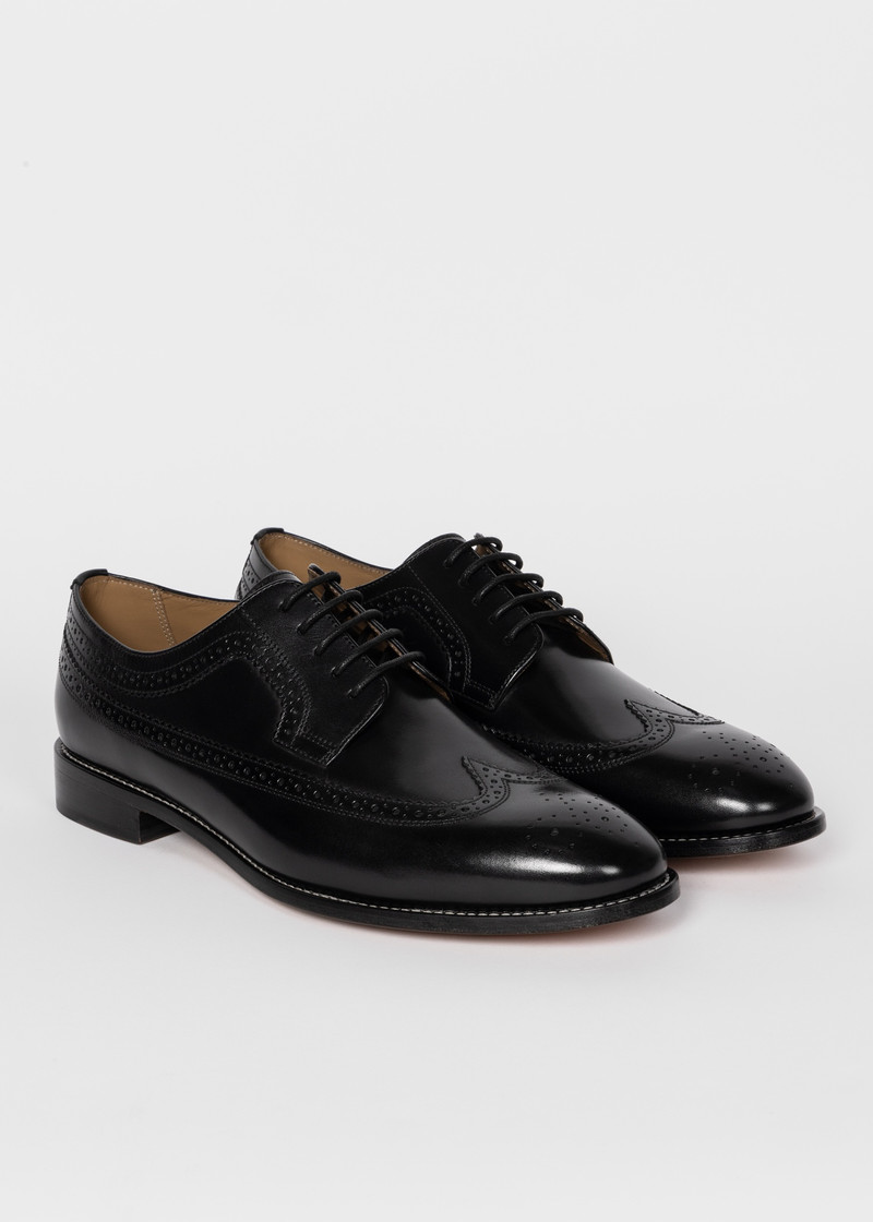 Black Leather 'Collins' Shoes 4