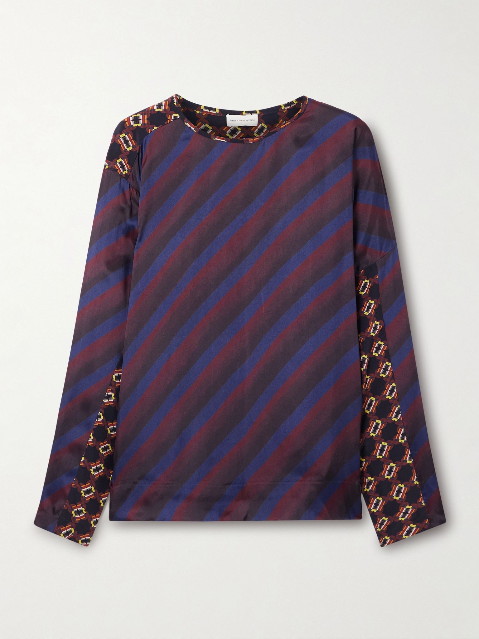 Caias striped printed silk-blend satin blouse Multi - 1
