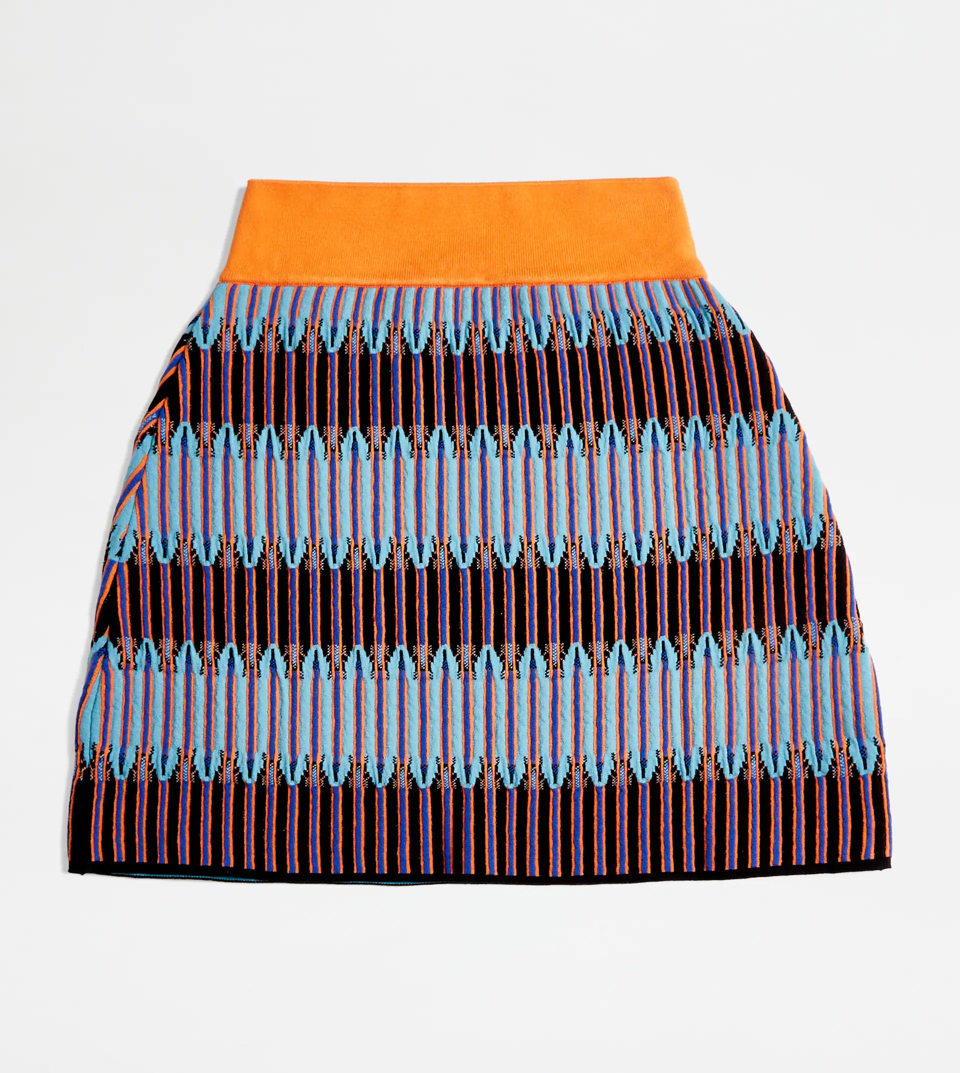 JACQUARD MINISKIRT - LIGHT BLUE, ORANGE - 8