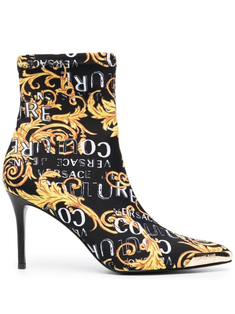 Scarlett 85mm Logo Brush Couture-print boots - 1