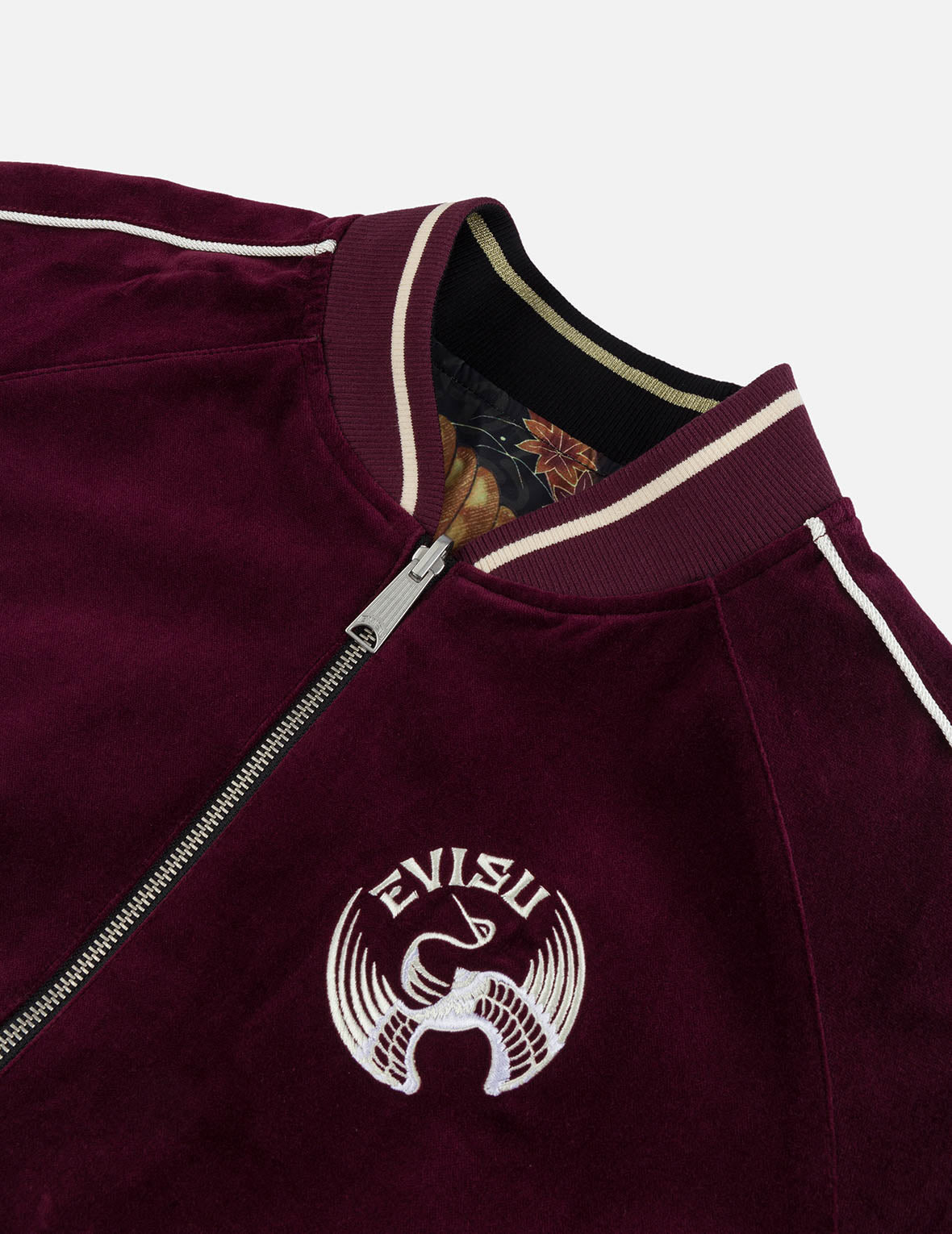 Crane and Logo Embroidery Regular Fit Reversible Bomber Jacket - 12
