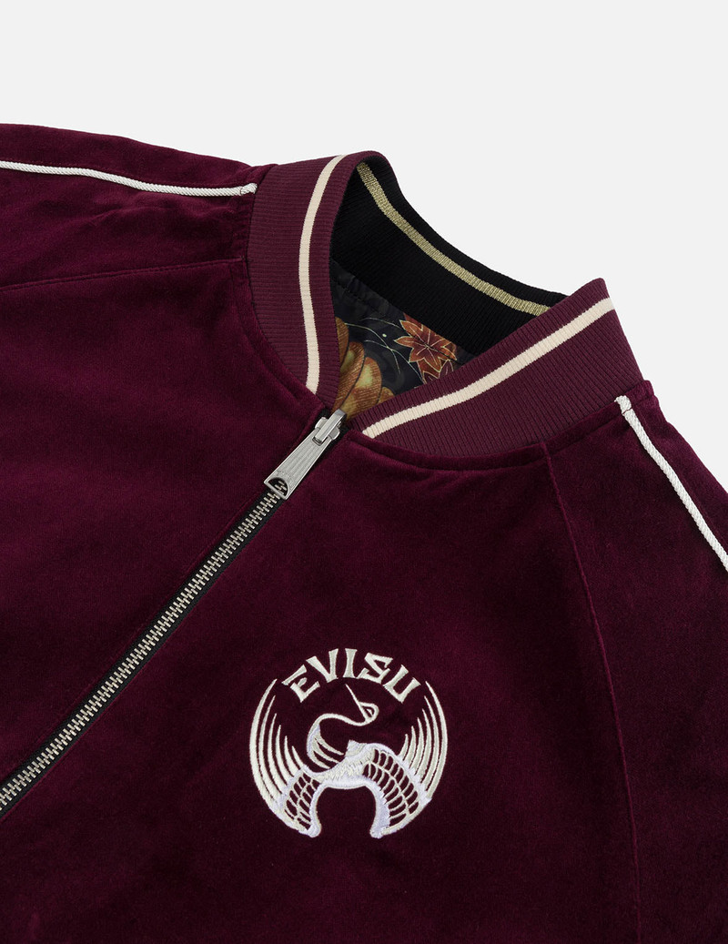 Crane and Logo Embroidery Regular Fit Reversible Bomber Jacket 12