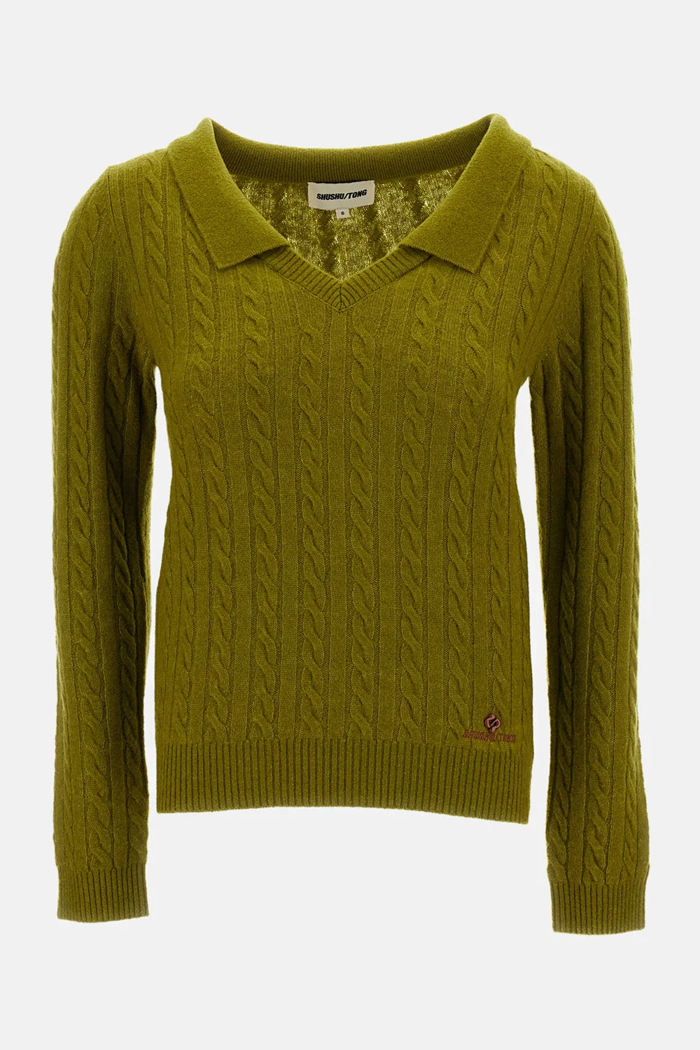 V-neck cable-knit sweater - 1