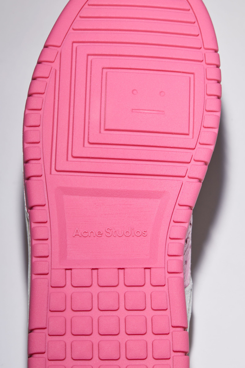 Low top basket leather sneakers - White/pink 4