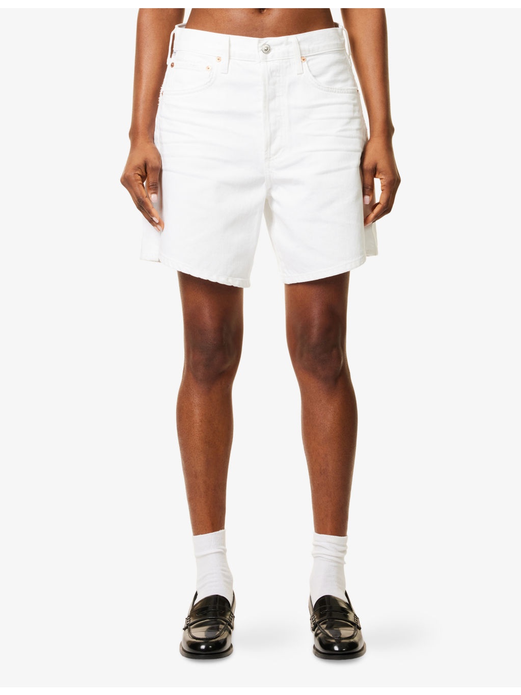 Marlow Long High-Rise Relaxed-Fit Denim Shorts - 3