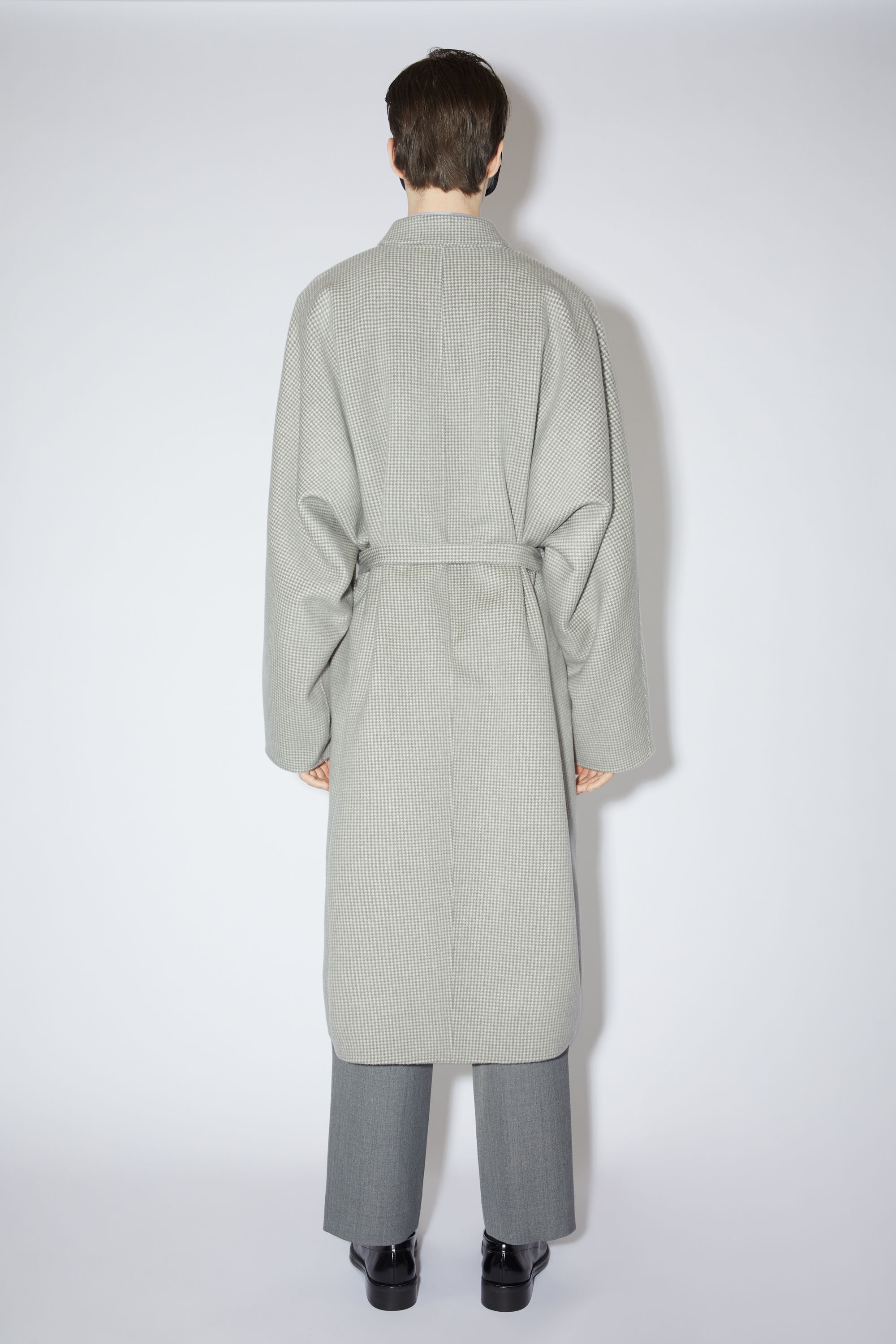 Single-breasted belted coat - Grey/off white - 3