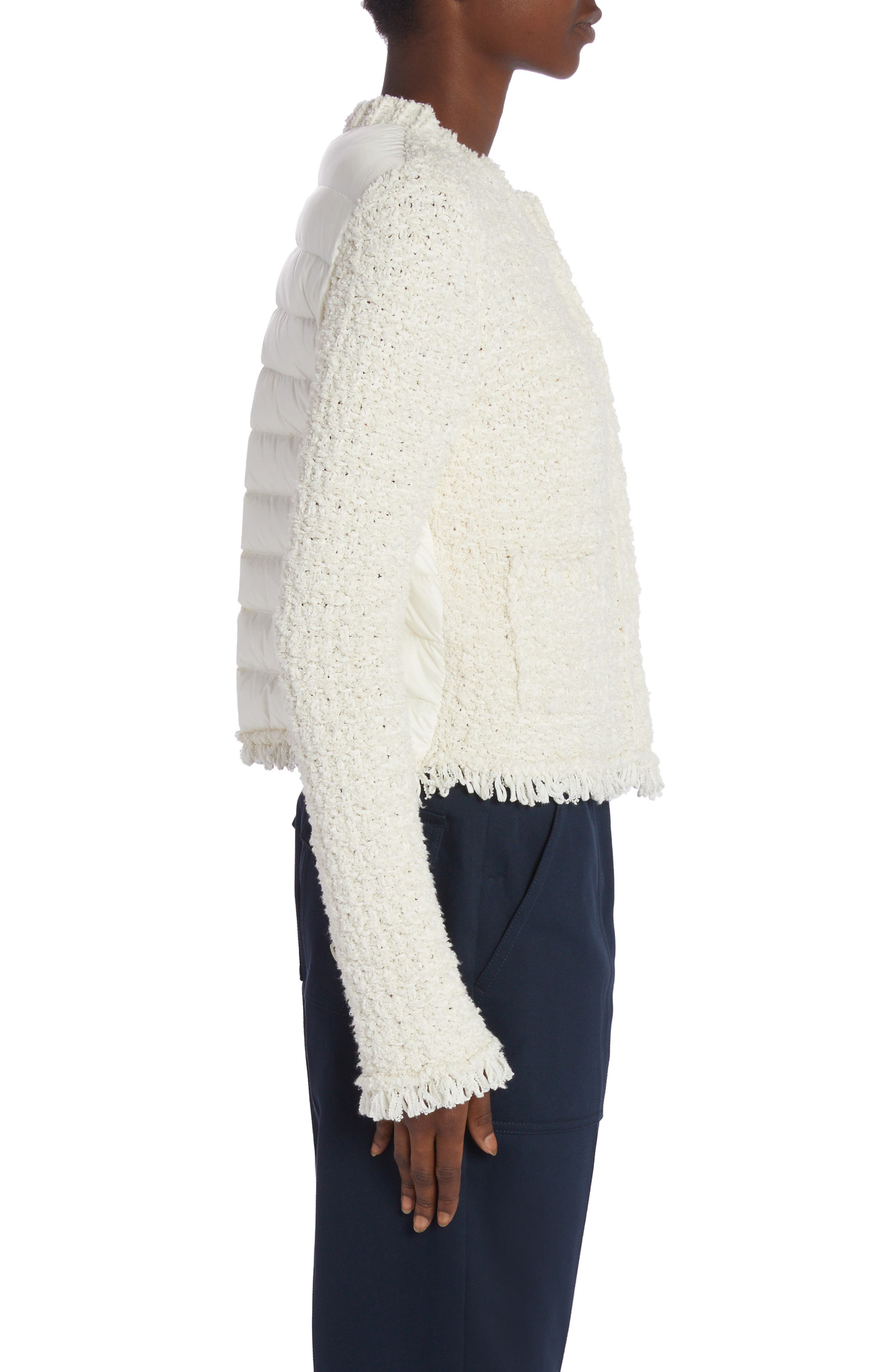 Textured Knit & Quilted Nylon Cardigan - 4