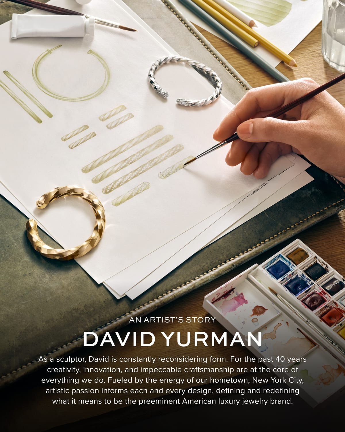 Cable Bracelet in Silver with 14K Gold, 5mm - 8